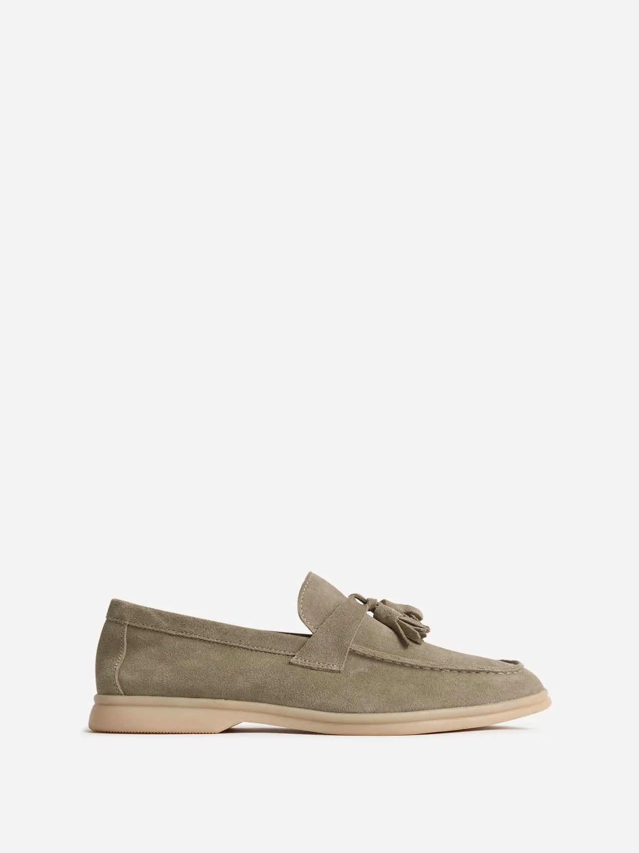 Giorgio Mens Taupe Suede Leather Tassel Loafers - Image 2