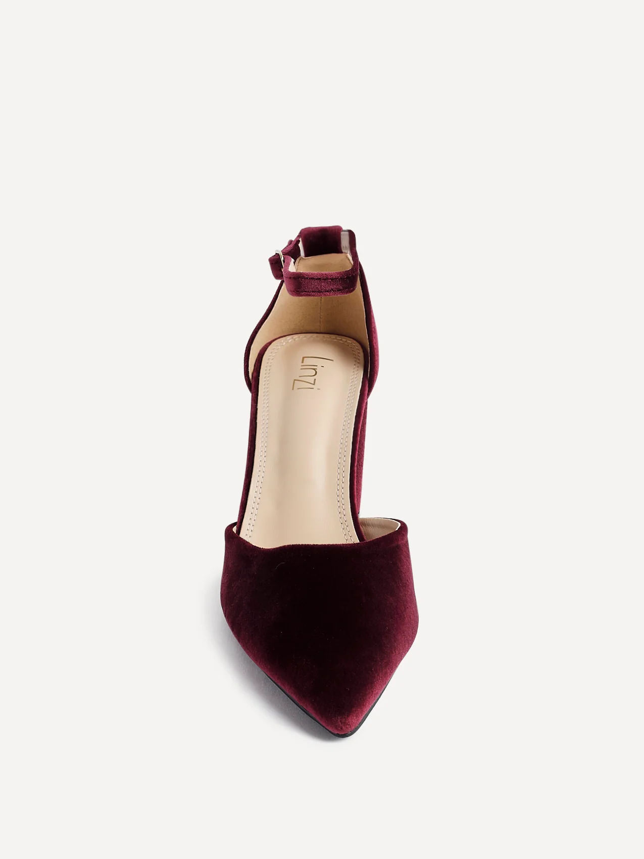 Glam Burgundy Velvet Block Court Heels - Image 4