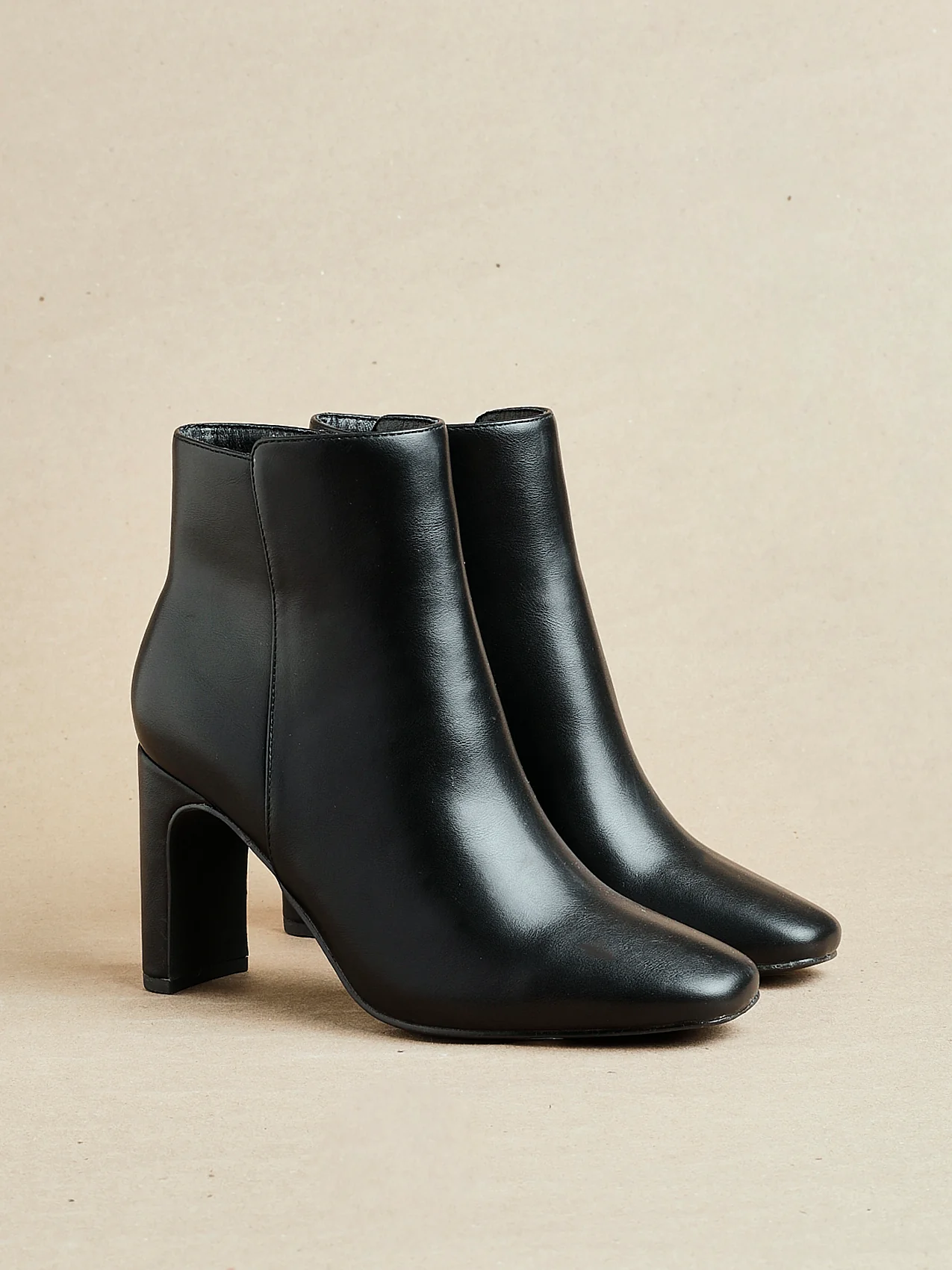 Glance Black Faux Leather Heeled Ankle Boots - Image 6