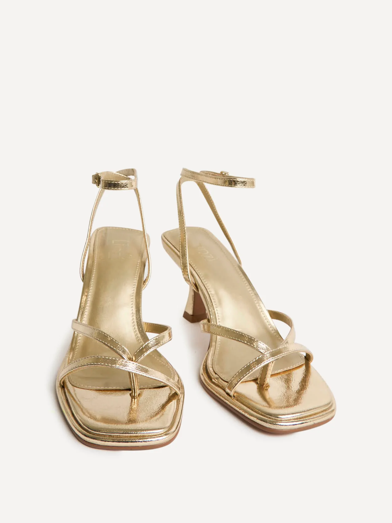 Glazed Gold Heeled Sandals - Image 3