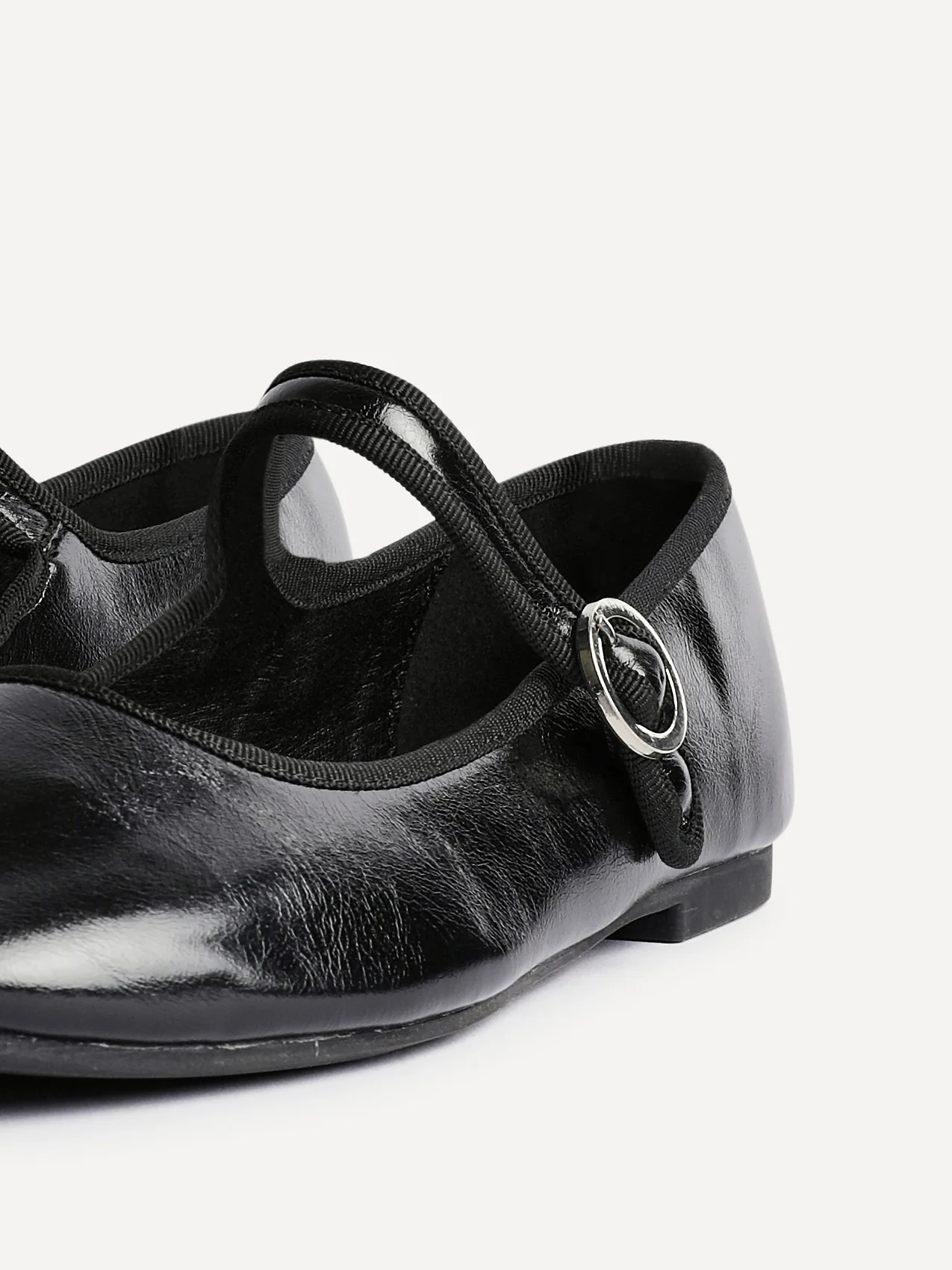 Graceful Black Faux Leather Ballet Pumps - Image 5