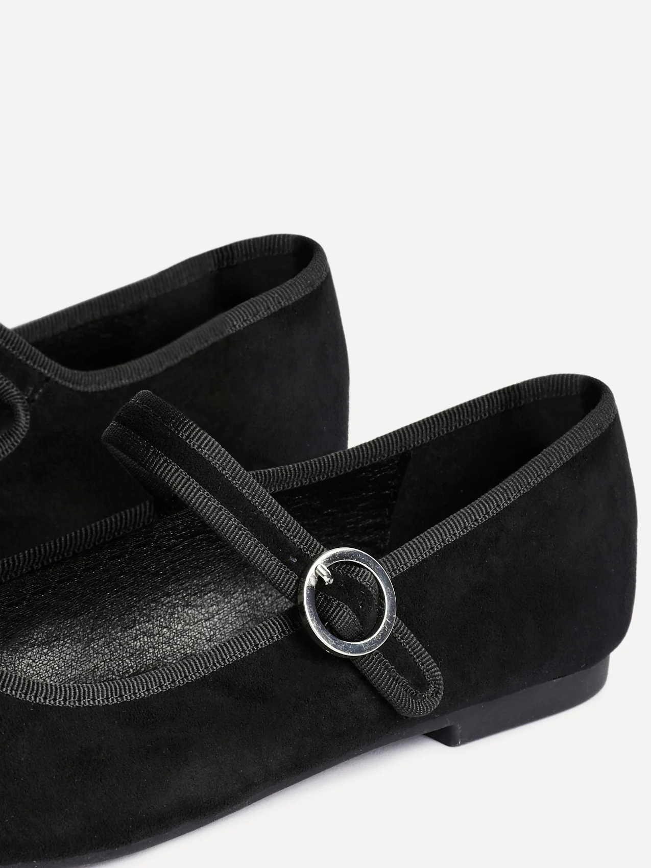 Graceful Black Faux Suede Ballet Pumps - Image 4