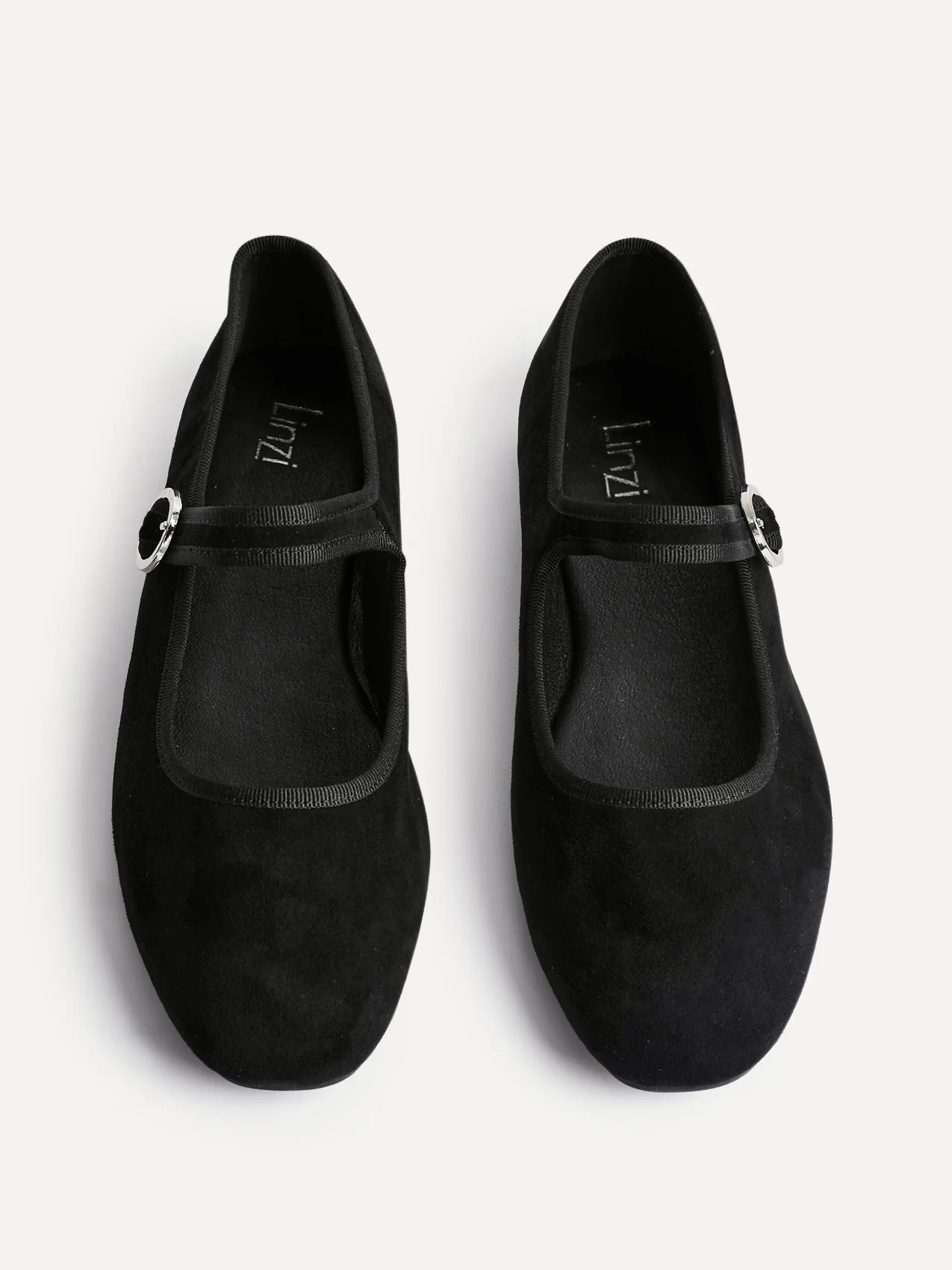 Graceful Black Faux Suede Ballet Pumps - Image 5