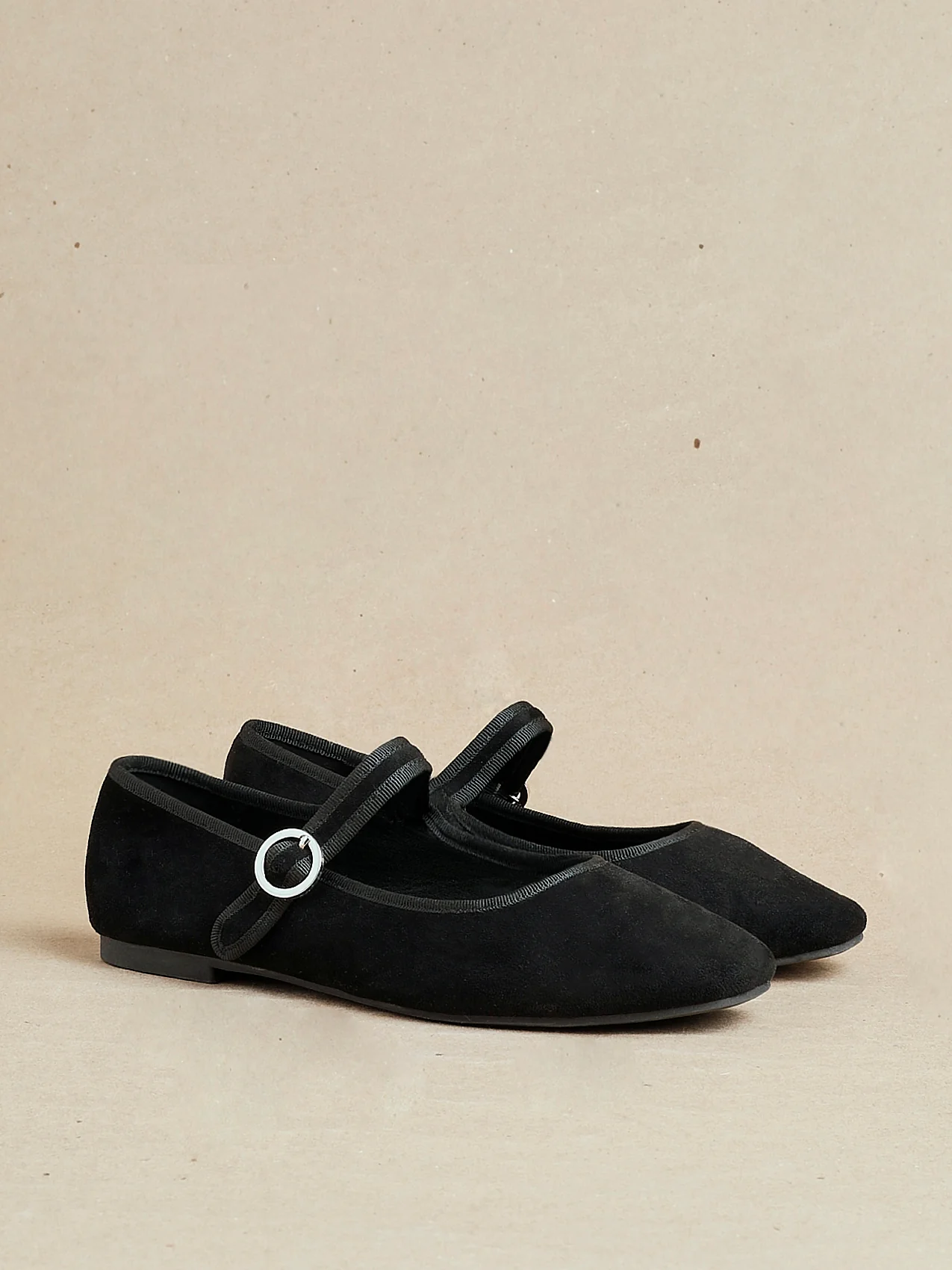Graceful Black Faux Suede Ballet Pumps - Image 6