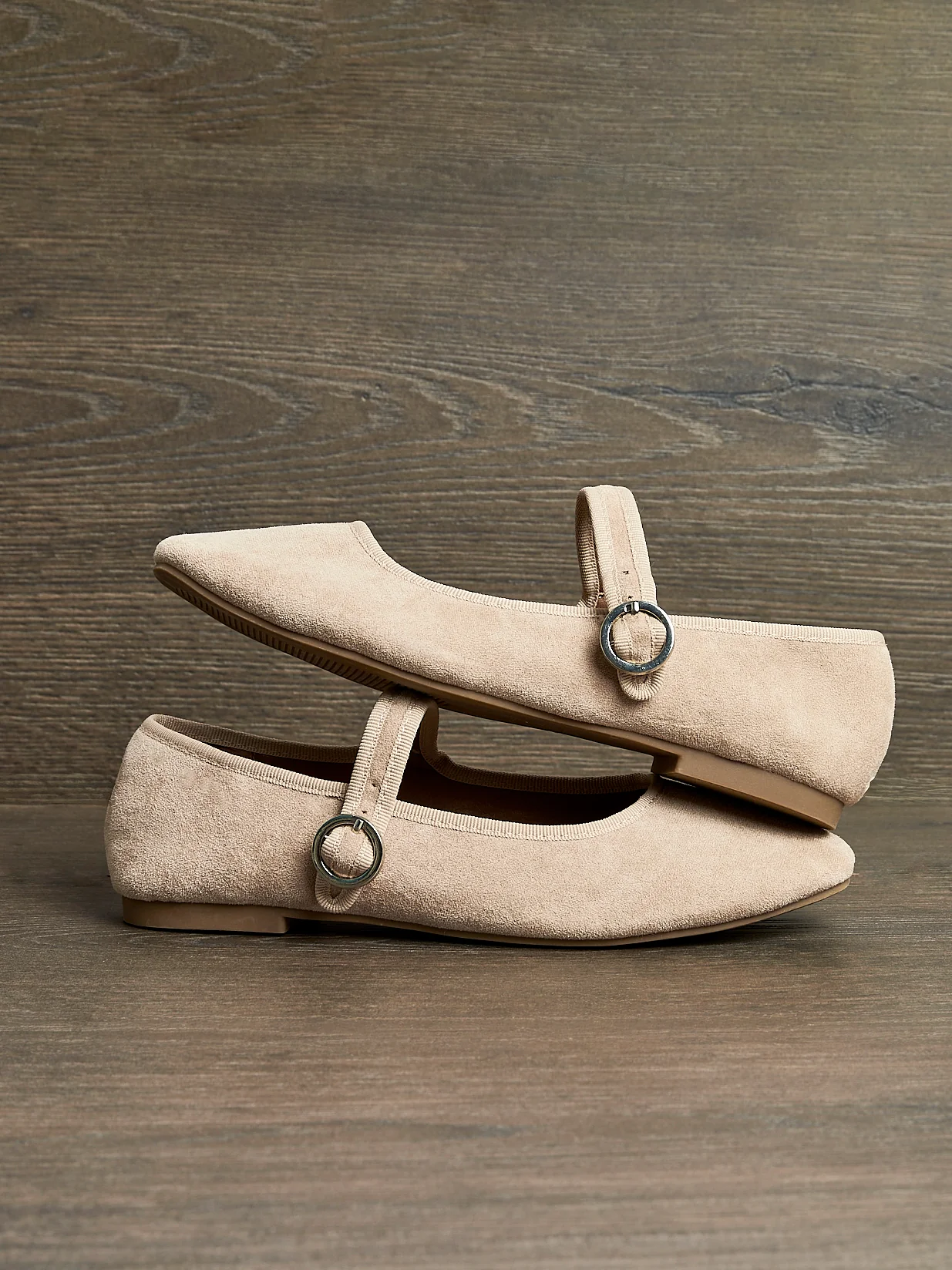 Graceful Nude Faux Suede Ballet Pumps - Image 7