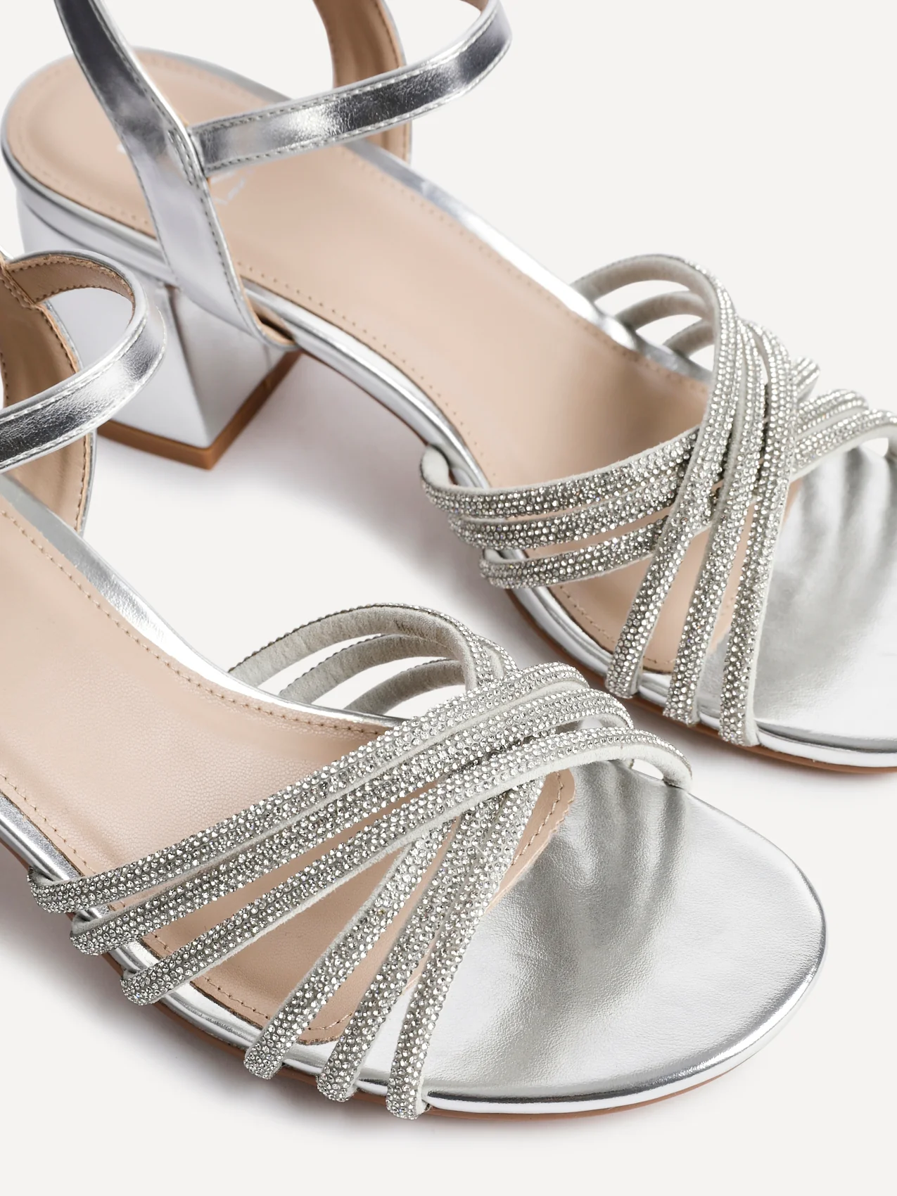 Gracie Silver Diamante Heeled Sandals - Image 5