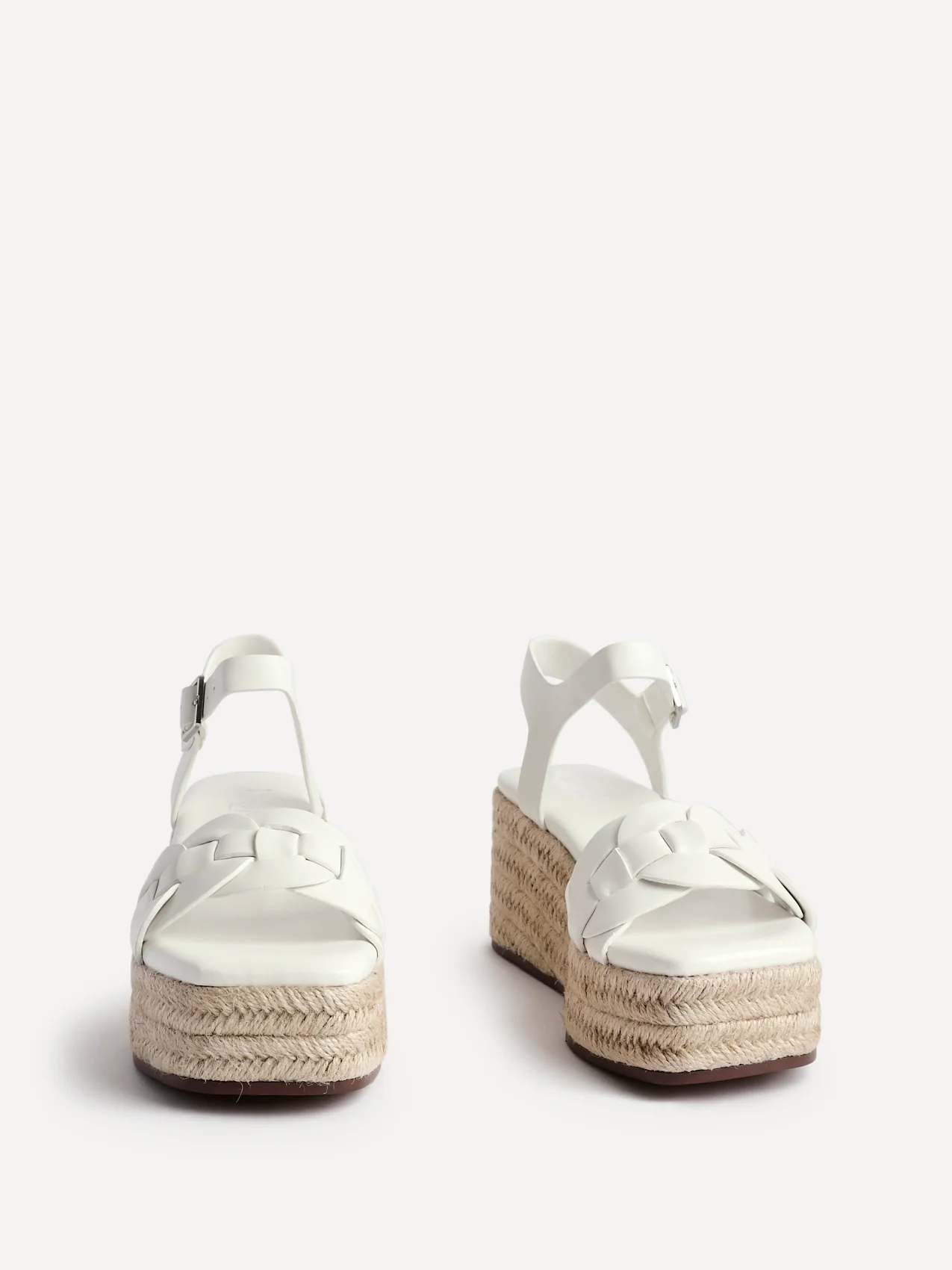 Grazia White Plaited Flatform Sandals - Image 3