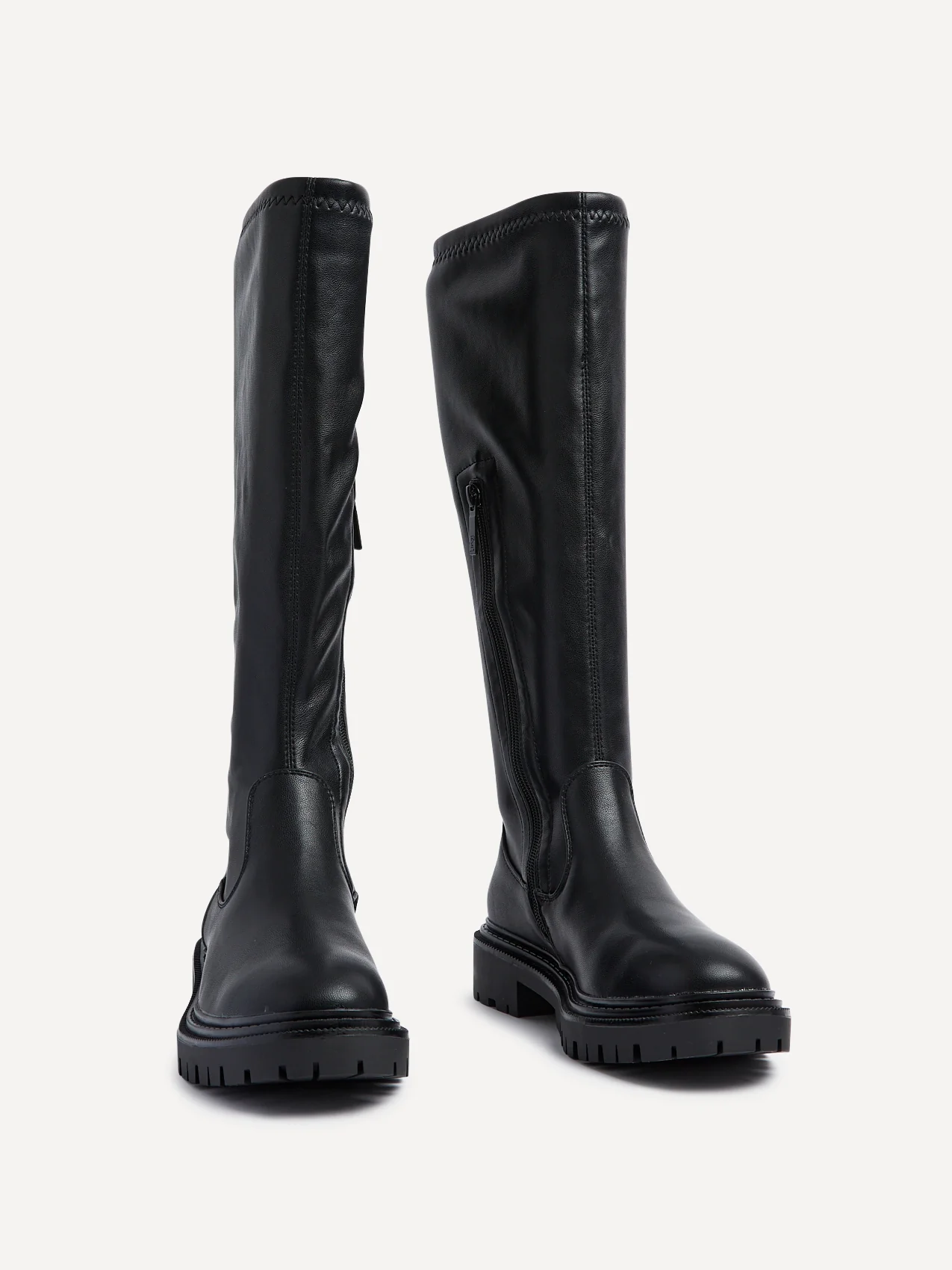 Hallie Black Faux Leather Long Boots - Image 3