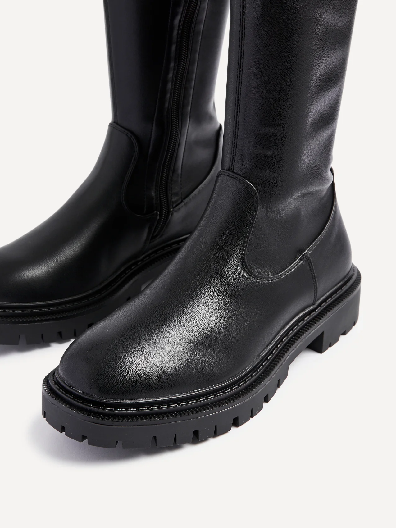 Hallie Black Faux Leather Long Boots - Image 4
