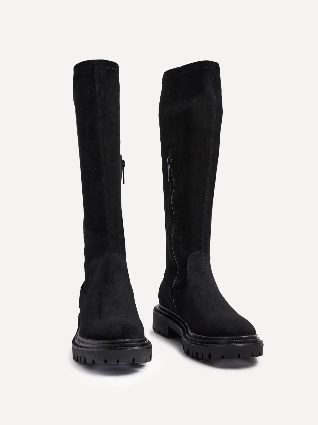 Hallie Black Faux Suede Long Boots - Image 3