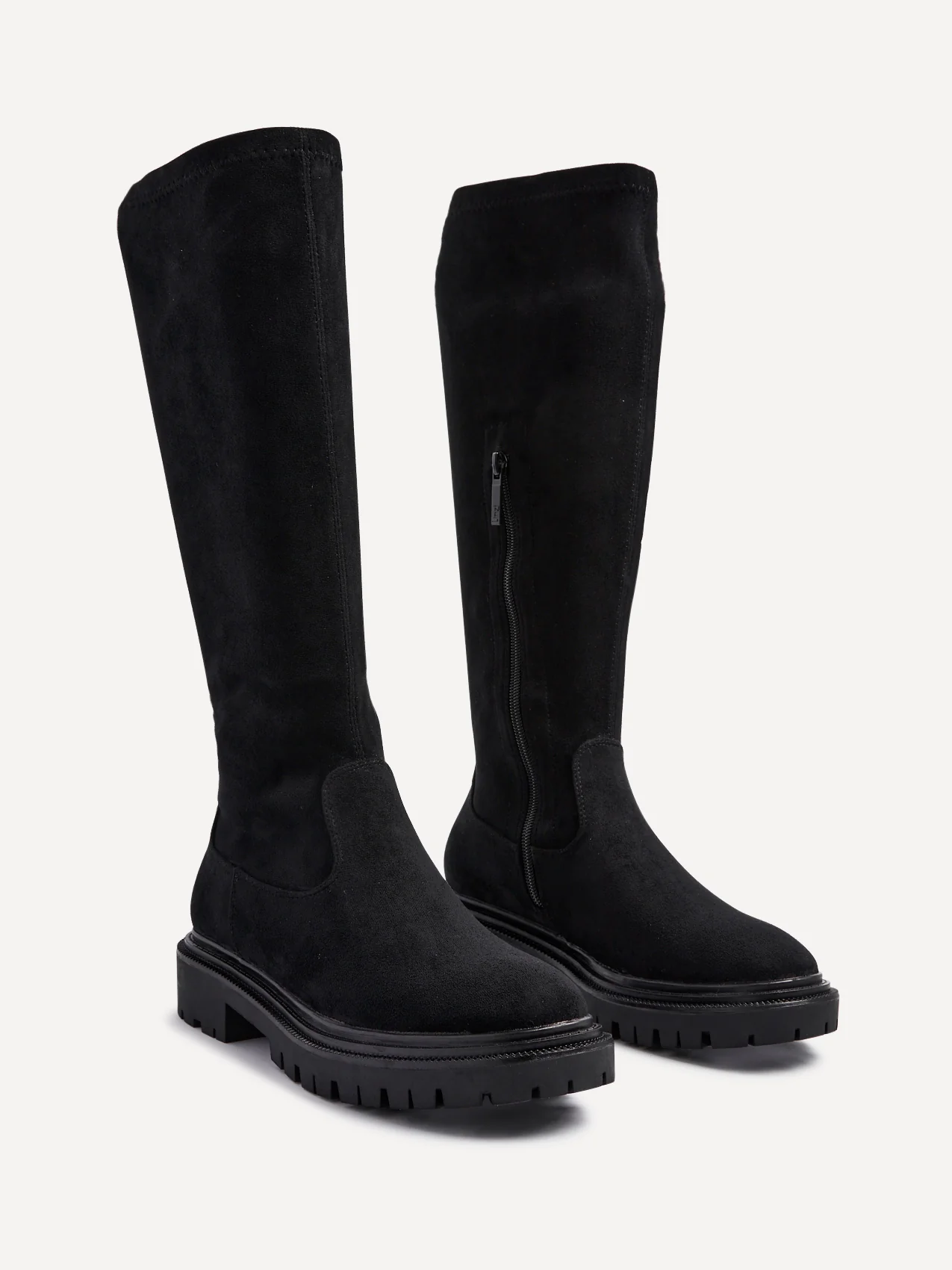 Hallie Black Faux Suede Long Boots - Image 4