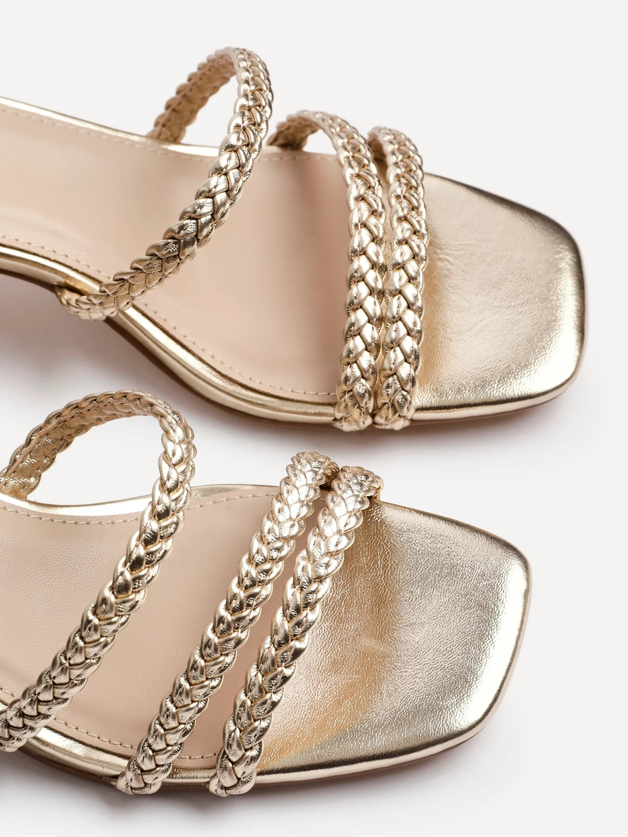 Hariette Gold Faux Leather Plaited Heels - Image 5