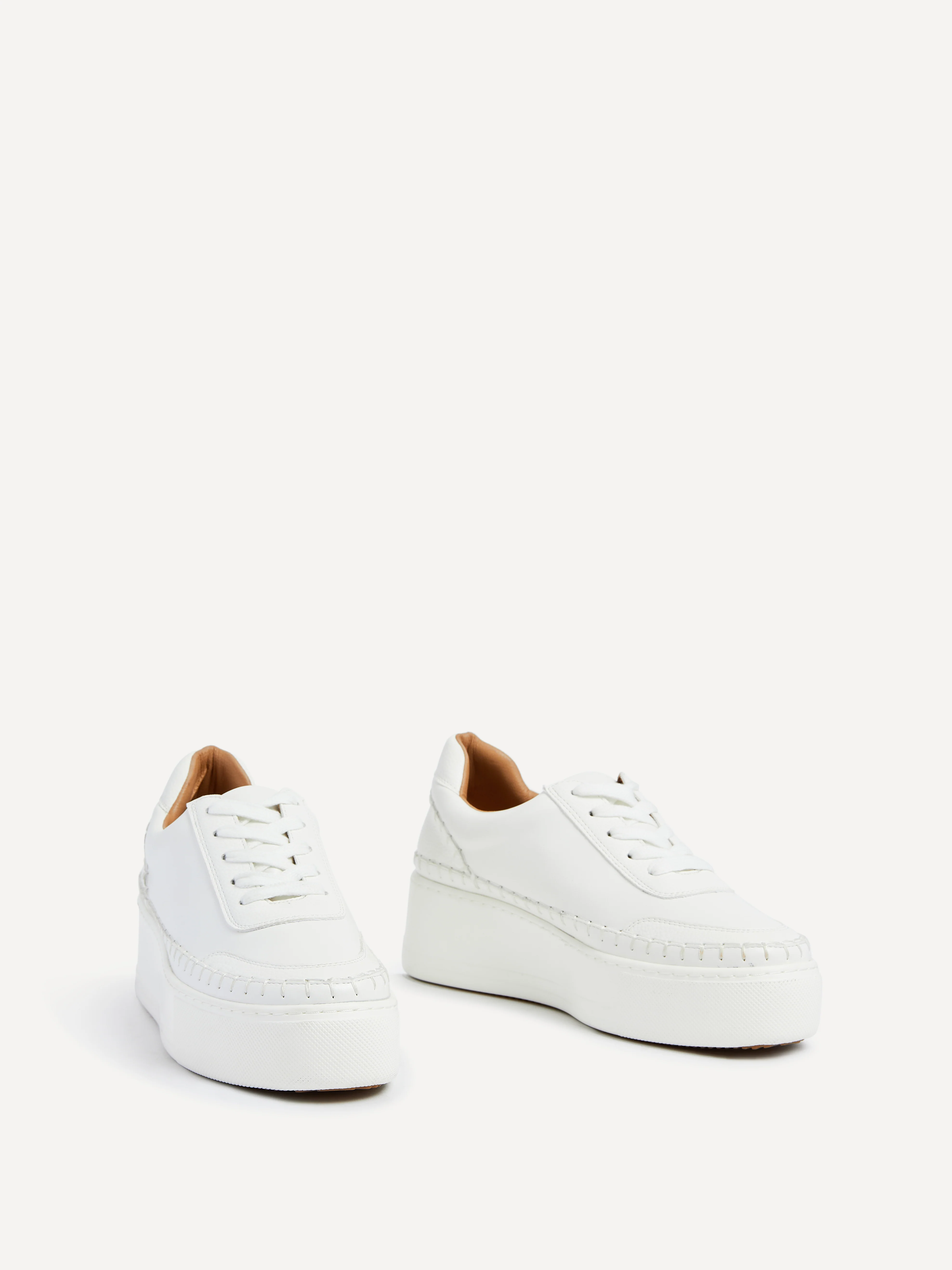 Harlem White Faux Leather Platform Trainer - Image 3