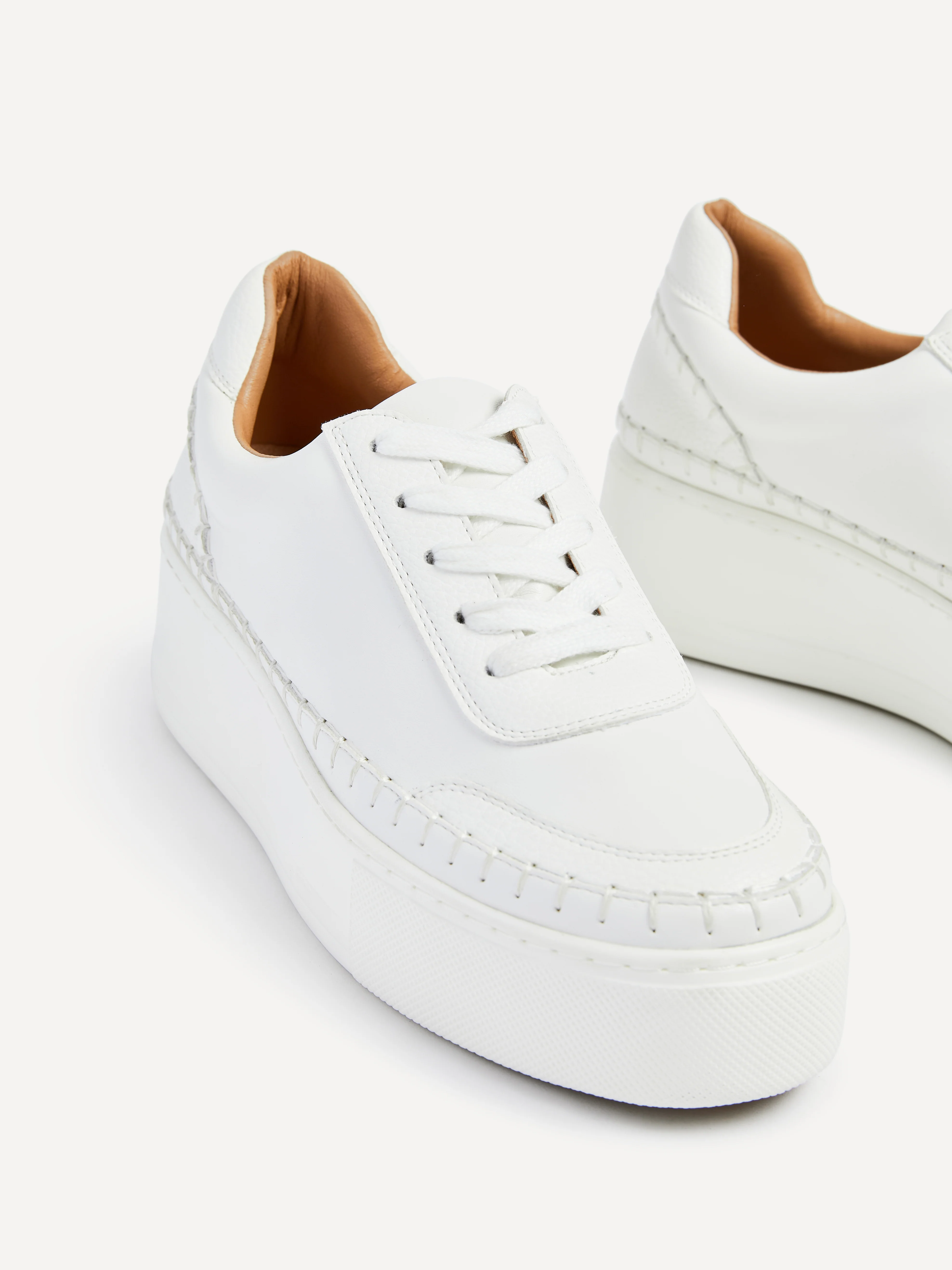 Harlem White Faux Leather Platform Trainer - Image 4