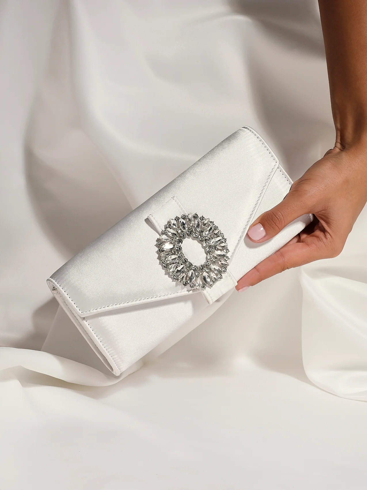 Heaven Bridal Ivory Satin Clutch Bag - Image 6