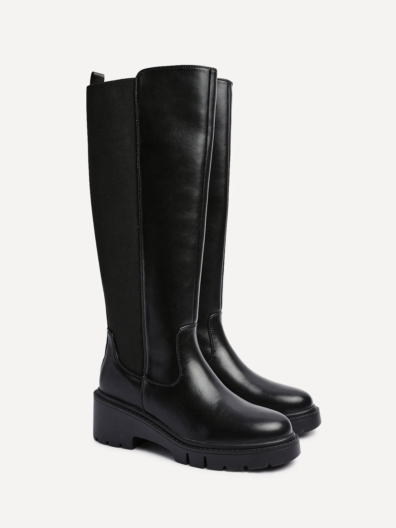 Hyland Black Long Wedged Boots - Image 4