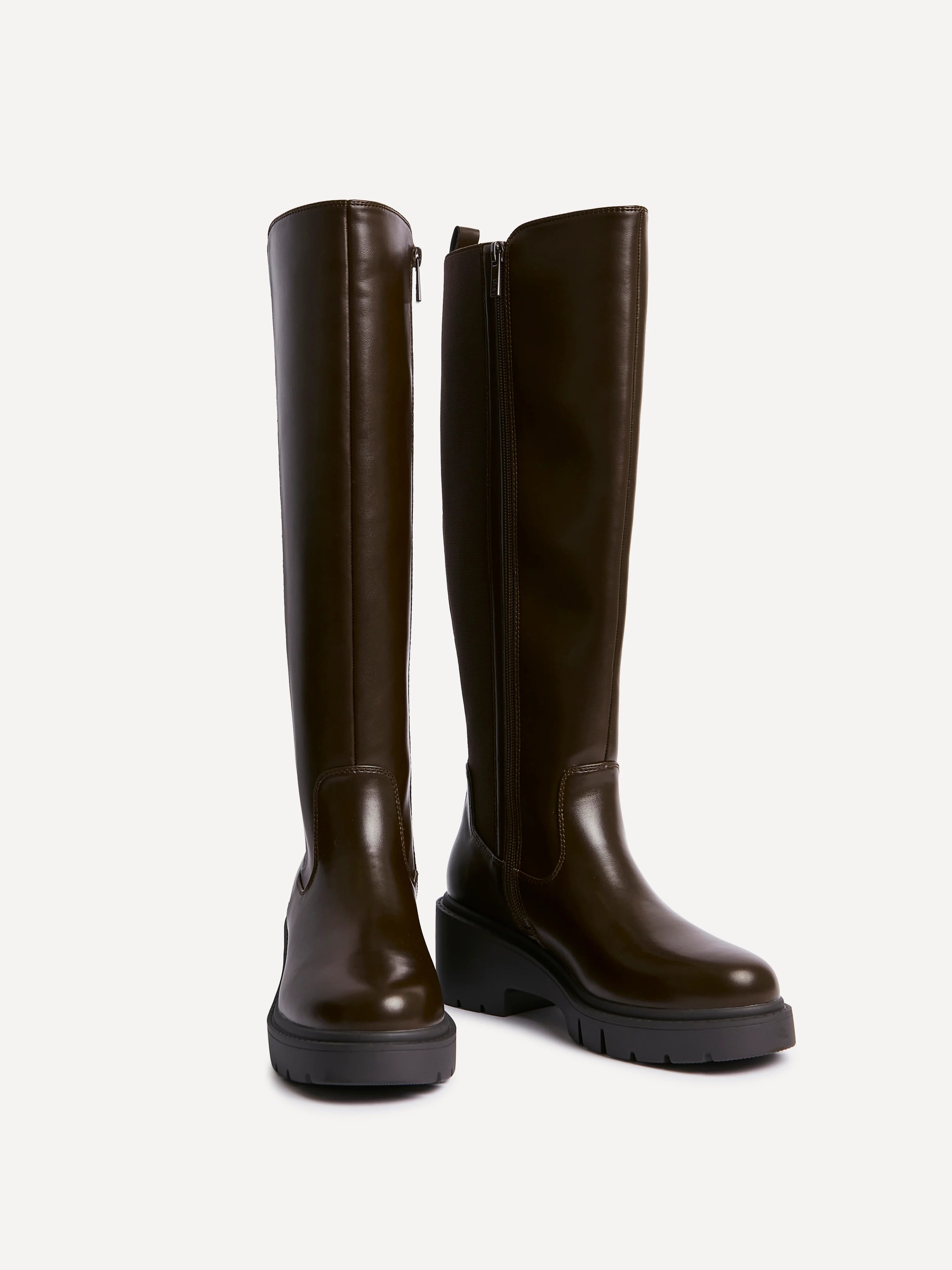 Hyland Brown Long Wedged Boots - Image 3
