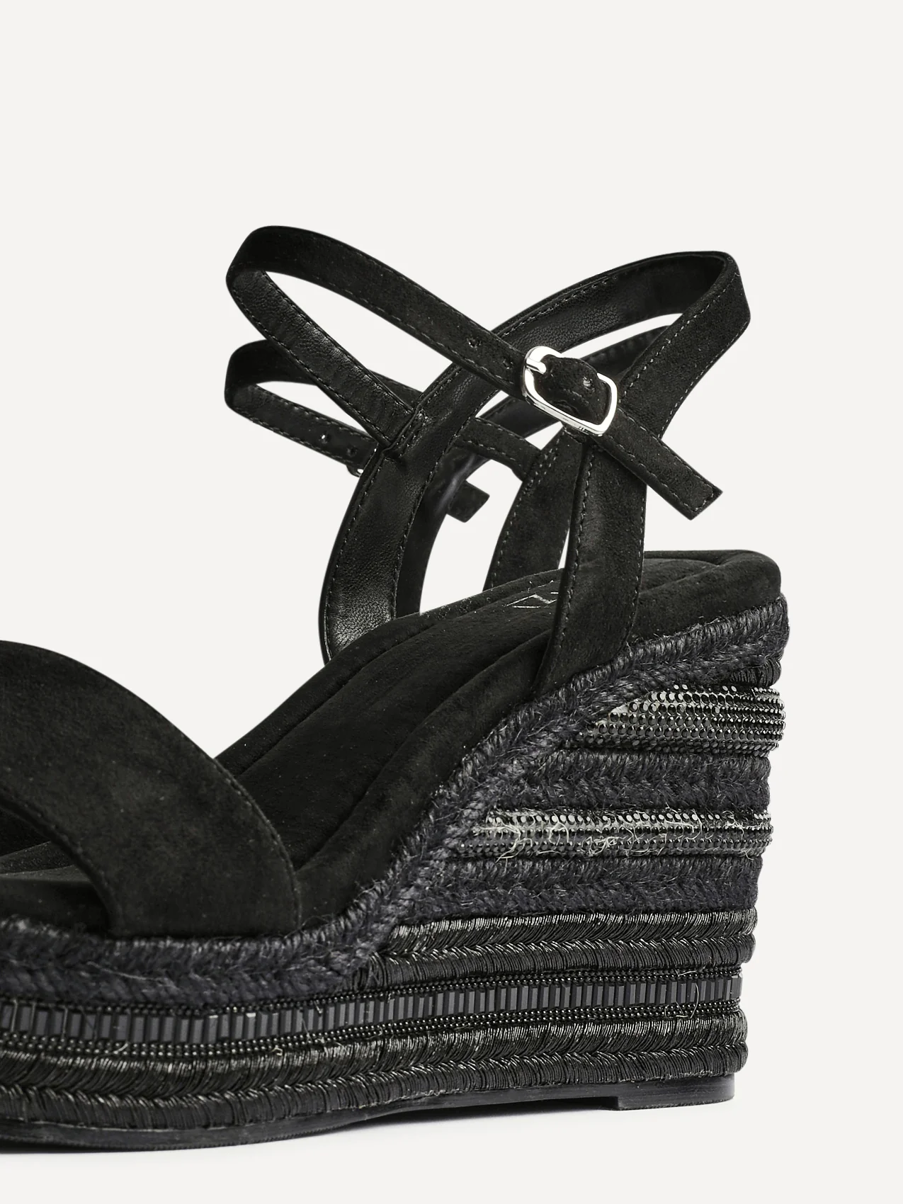 Icon Black Faux Suede Embellished Wedges - Image 5