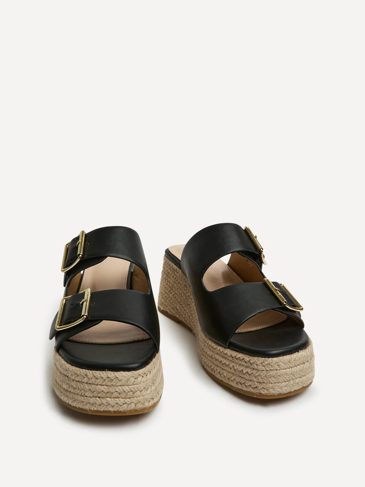 Impact Black Espadrille Wedge Mules - Image 3