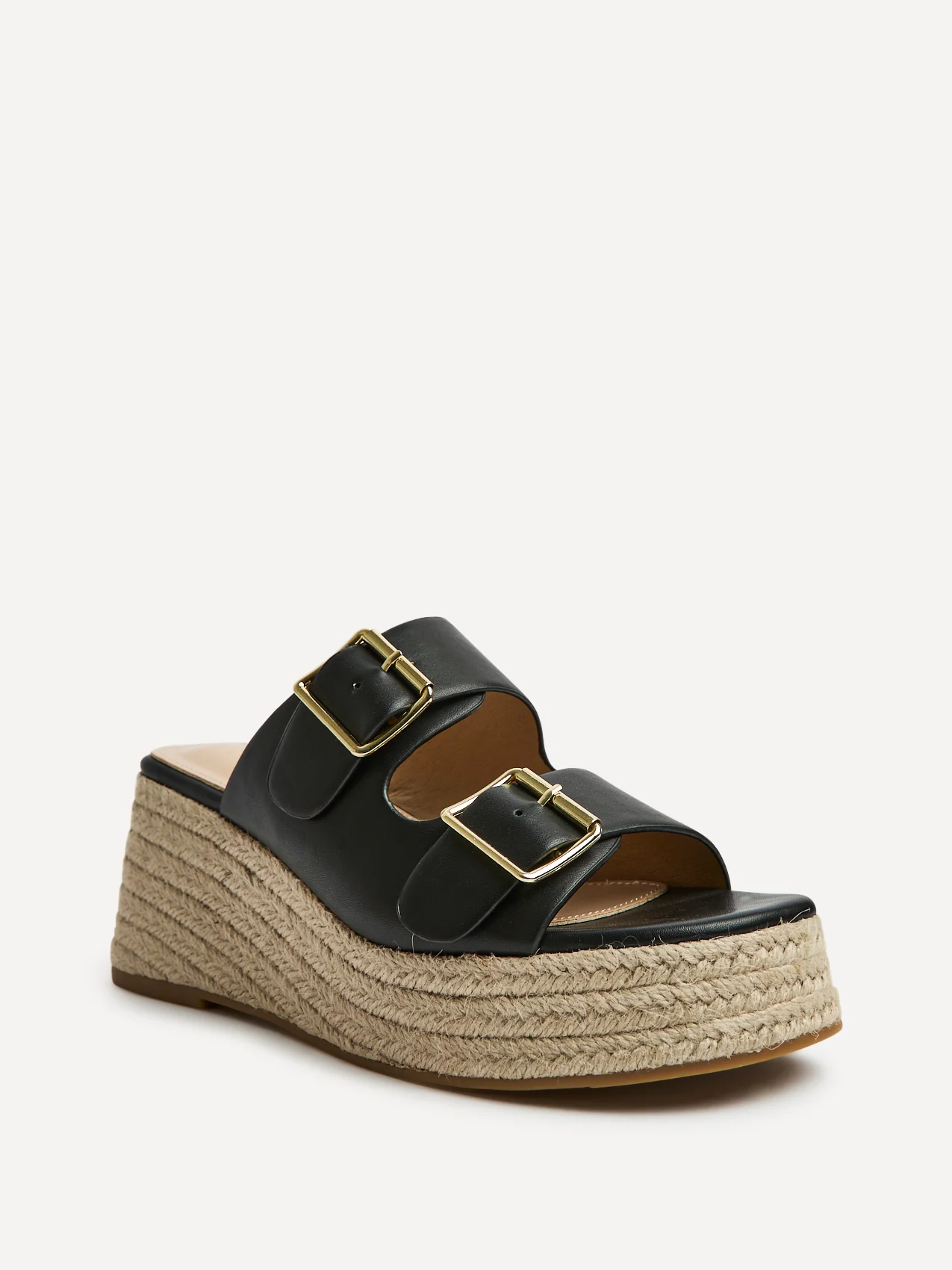 Impact Black Espadrille Wedge Mules - Image 5