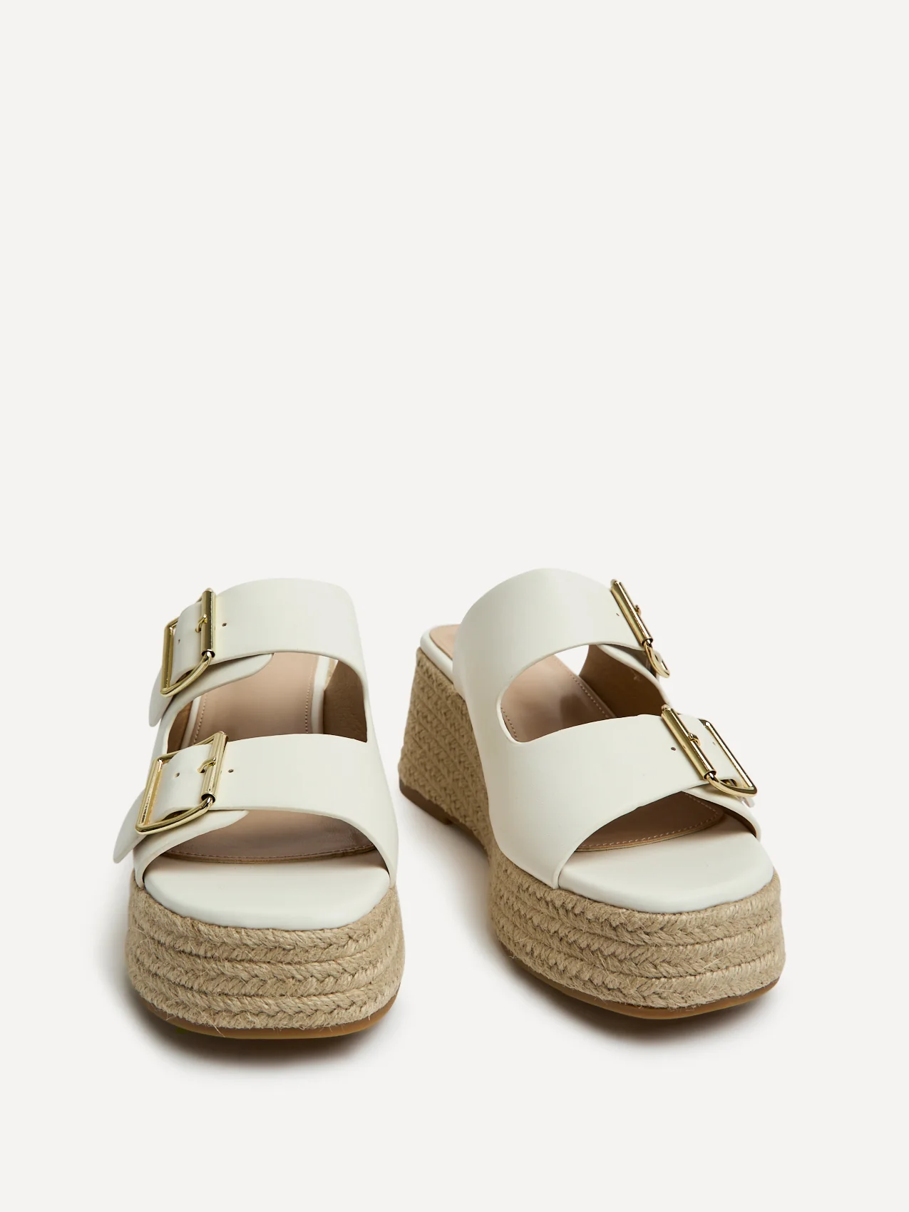 Impact White Espadrille Wedge Mules - Image 3