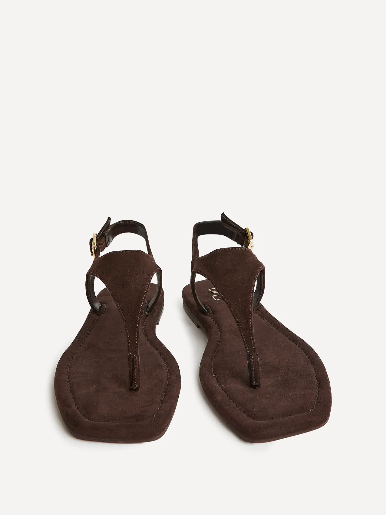 Intent Brown Faux Suede Flat Sandals - Image 3