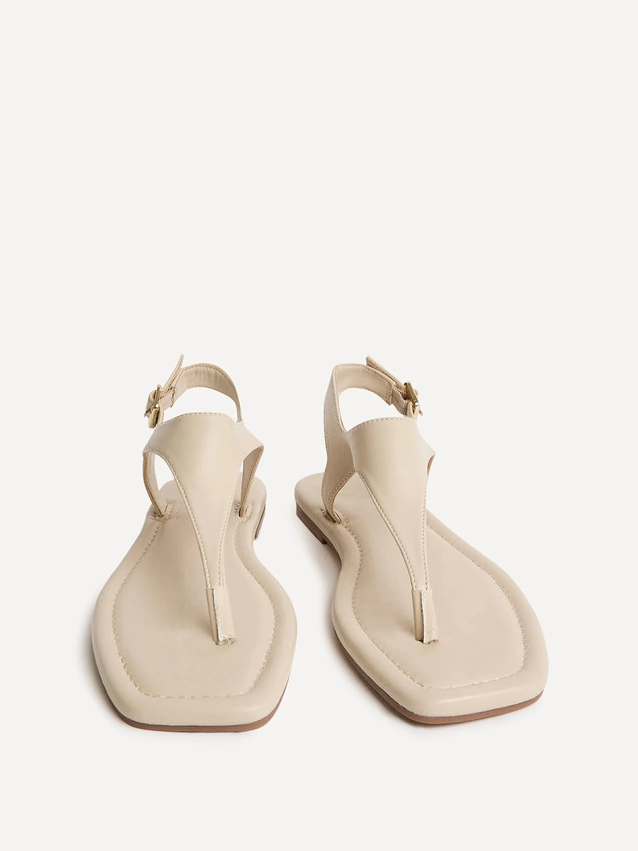 Intent Nude Faux Leather Flat Sandals - Image 3