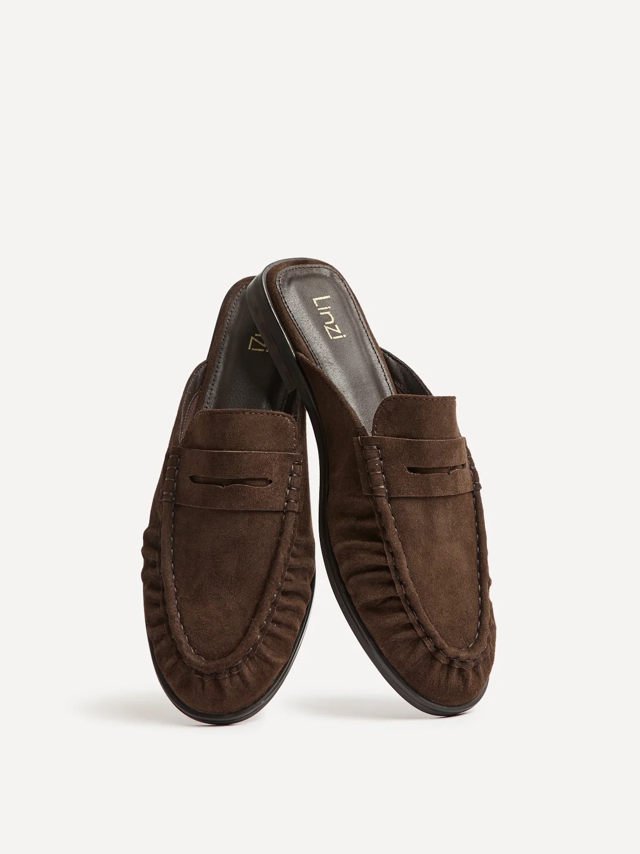 Intro Brown Suede Leather Slip On Mules - Image 5
