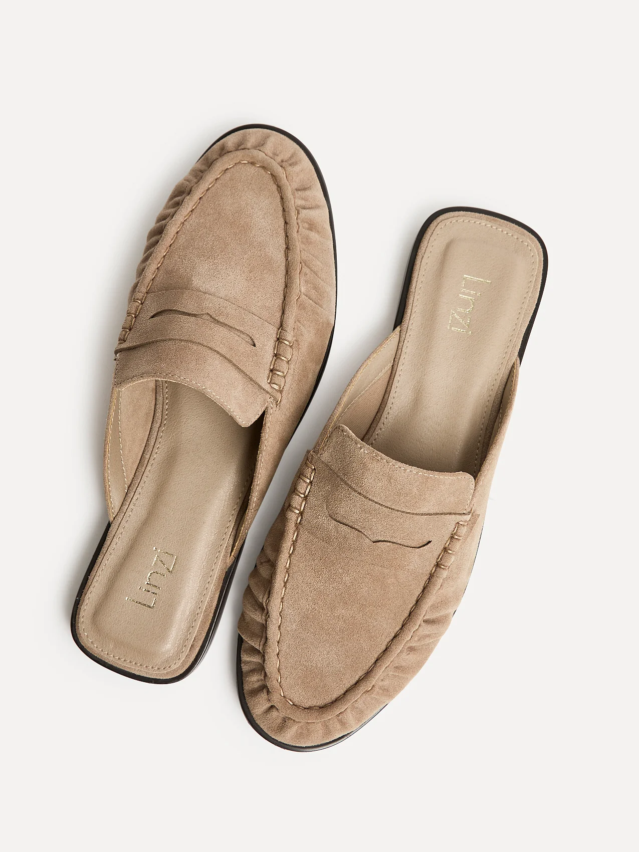 Intro Taupe Suede Leather Slip On Mules - Image 5