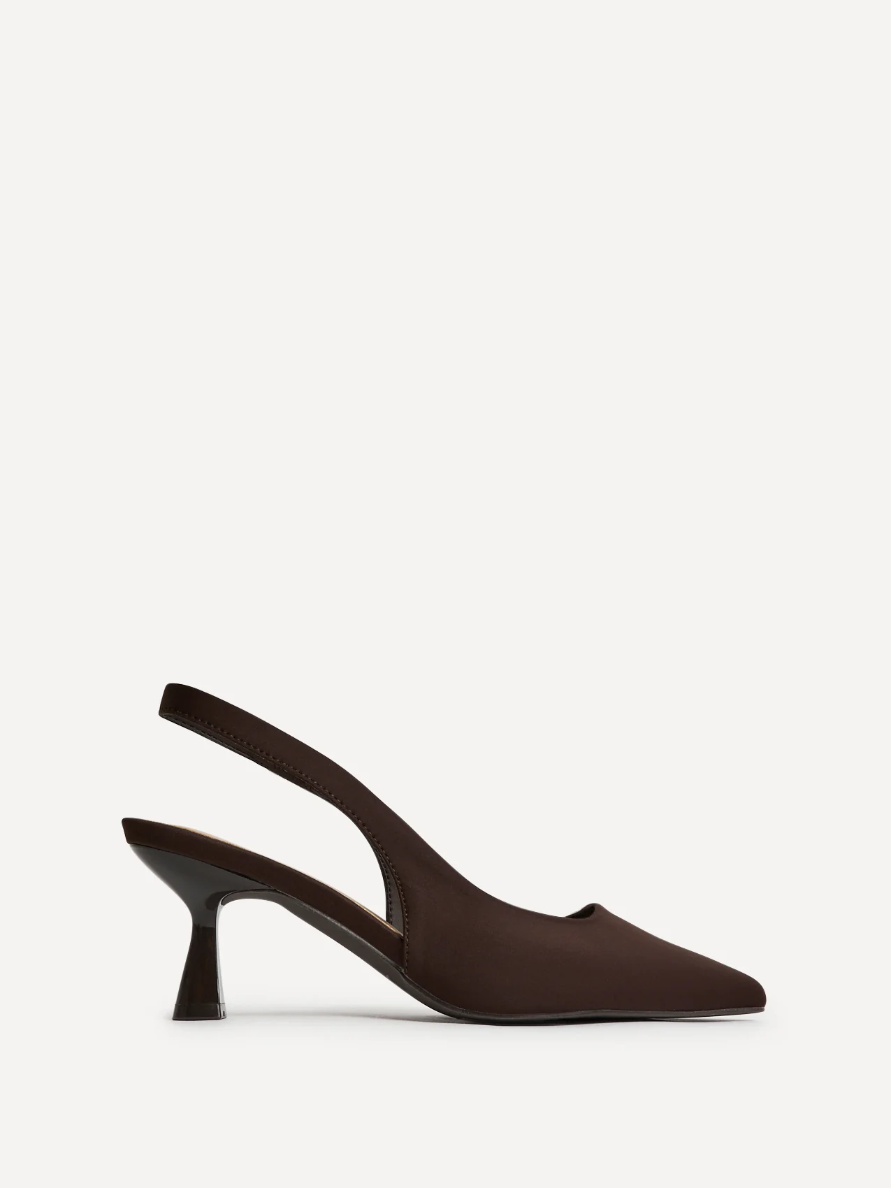 Izzie Wide Fit Brown Lycra Court Heels - Image 2