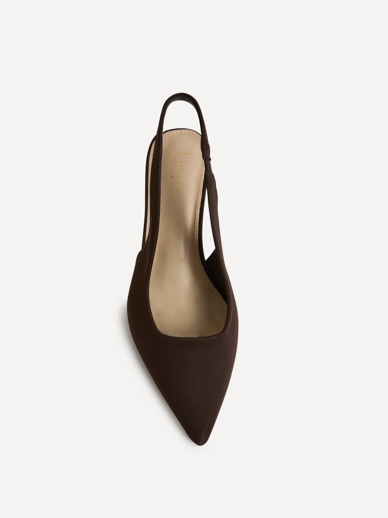Izzie Wide Fit Brown Lycra Court Heels - Image 4