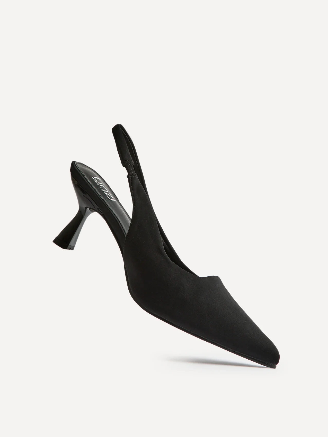 Izzie Wide Fit Black Lycra Court Heels - Image 5
