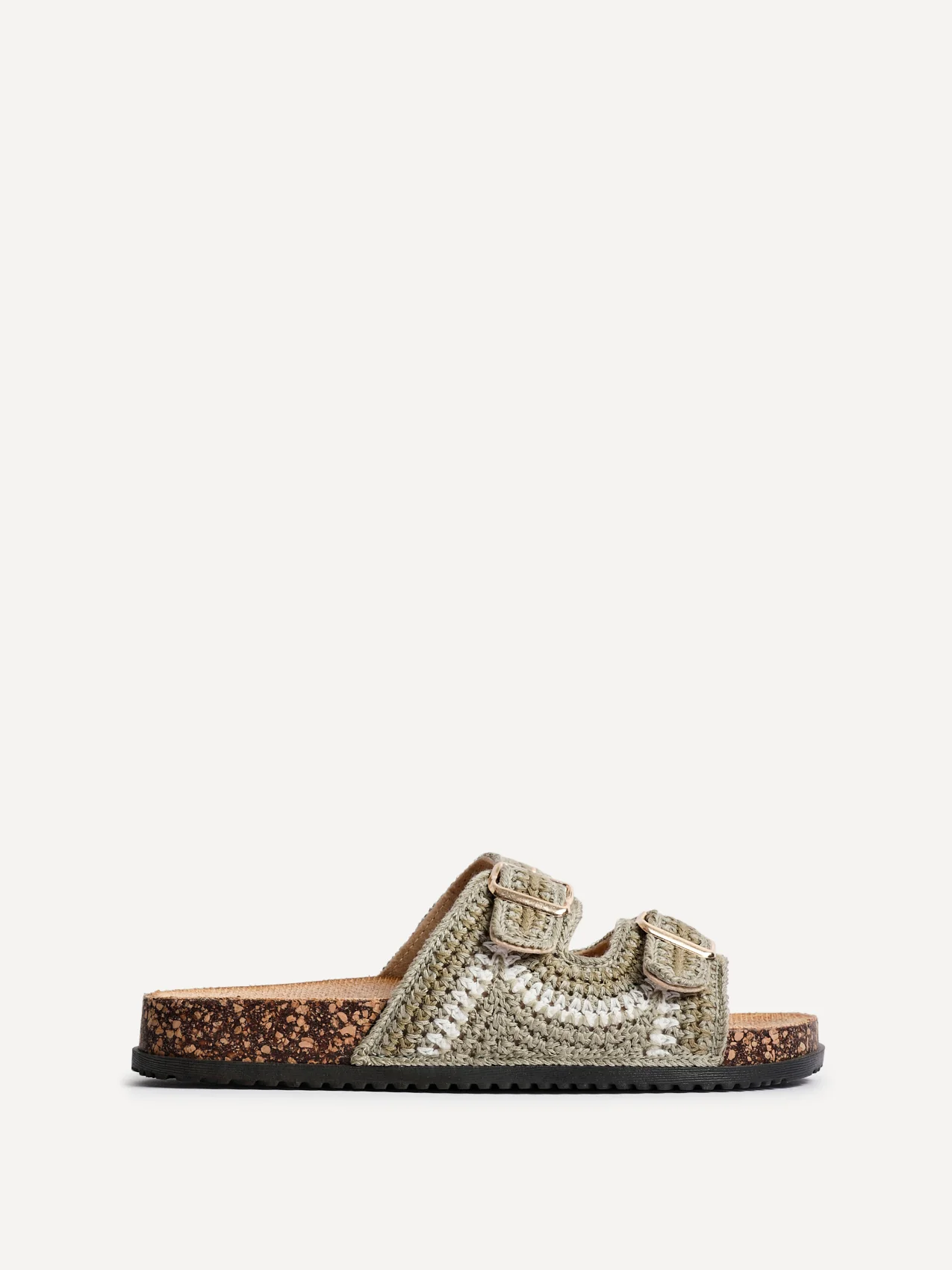 Jaylyn Khaki Double Buckle Sandals - Image 2