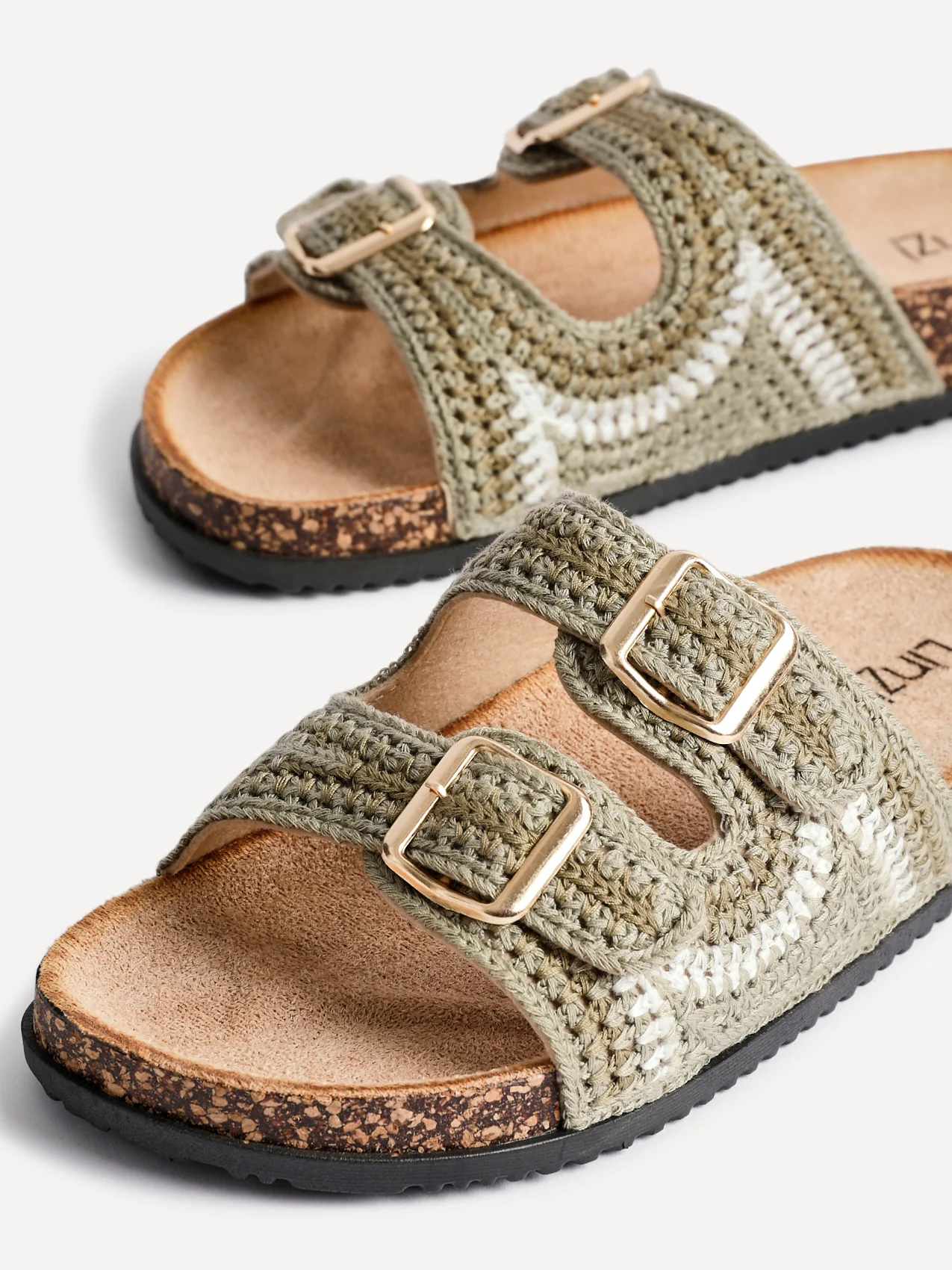 Jaylyn Khaki Double Buckle Sandals - Image 4