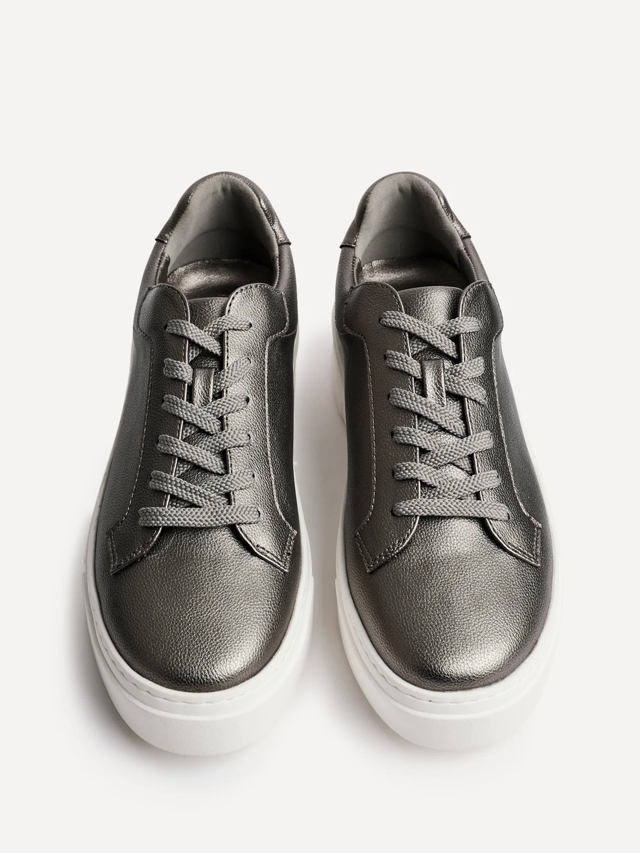 Jersey Pewter Faux Leather Trainers - Image 3