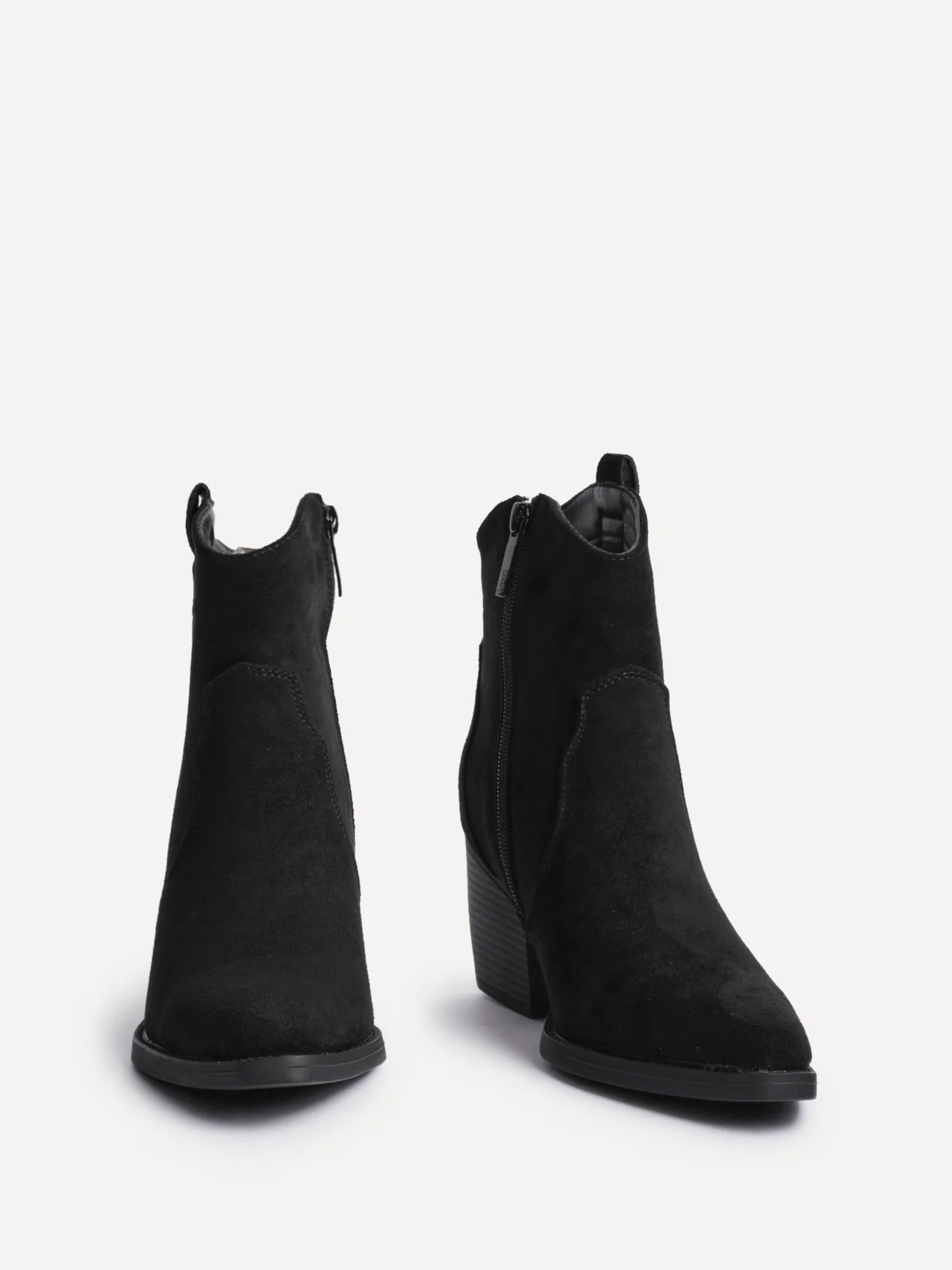 Jessie Black Faux Suede Cowboy Ankle Boots - Image 3