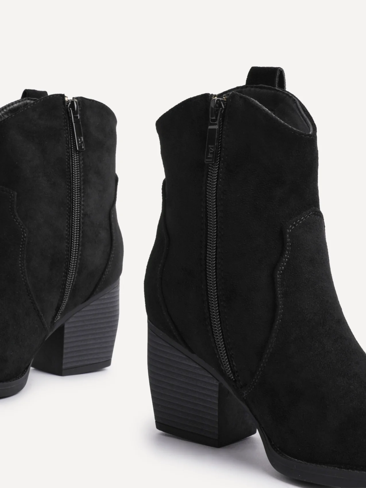 Jessie Black Faux Suede Cowboy Ankle Boots - Image 4