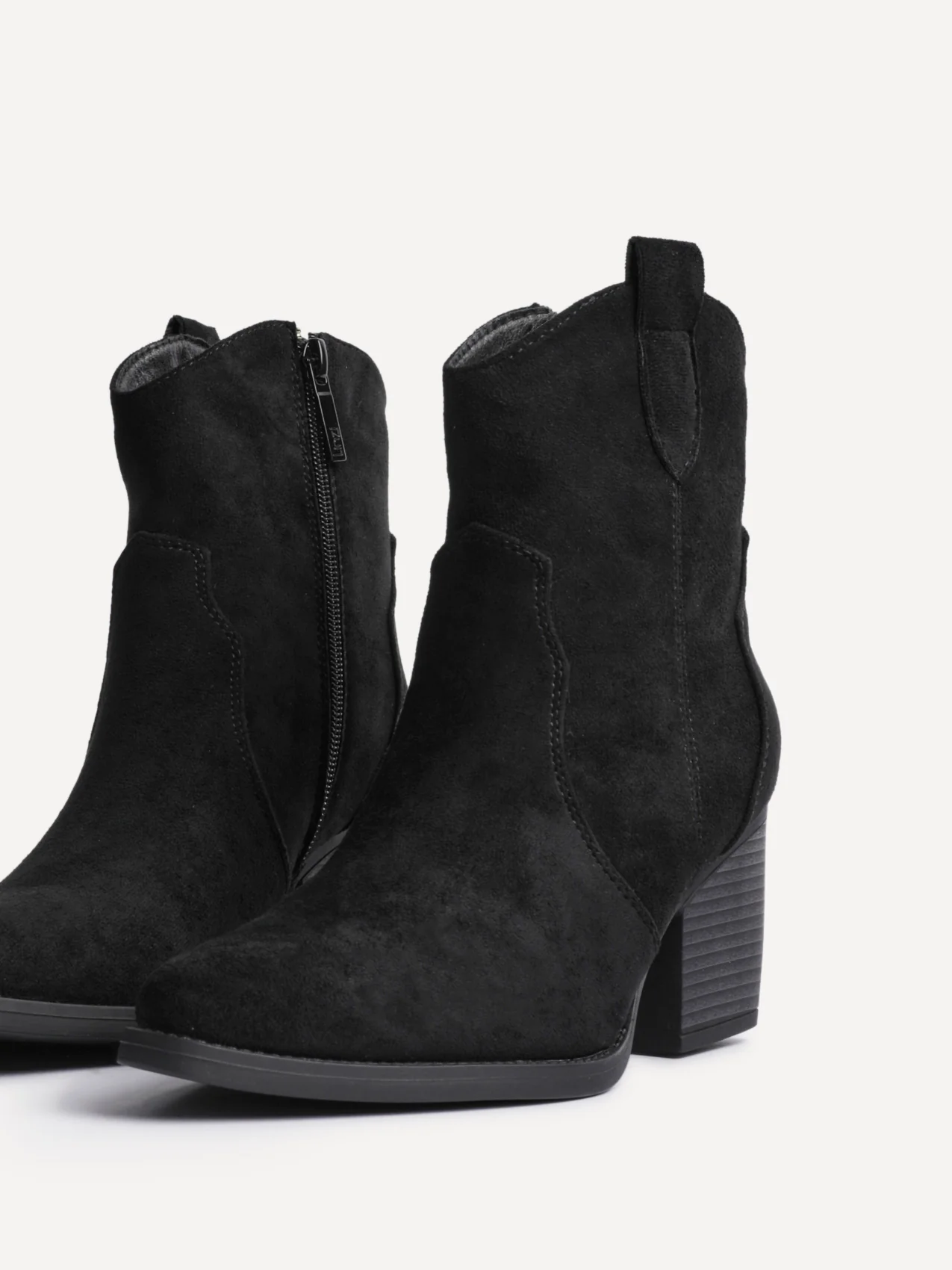 Jessie Black Faux Suede Cowboy Ankle Boots - Image 5