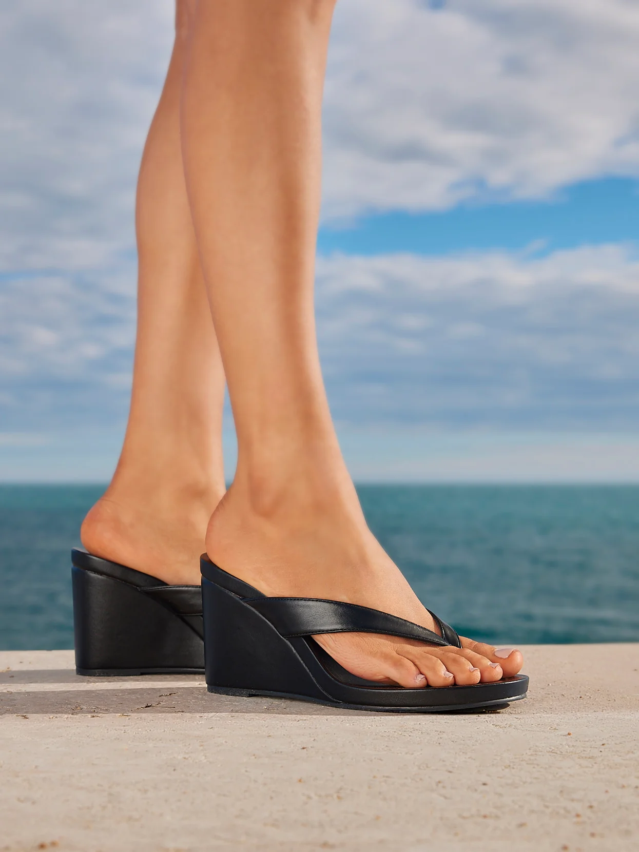 Joia Black Wedge Mules - Image 6