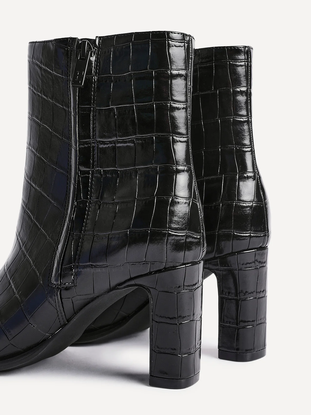 Jonas Black Croc Patent Heeled Ankle Boots - Image 5