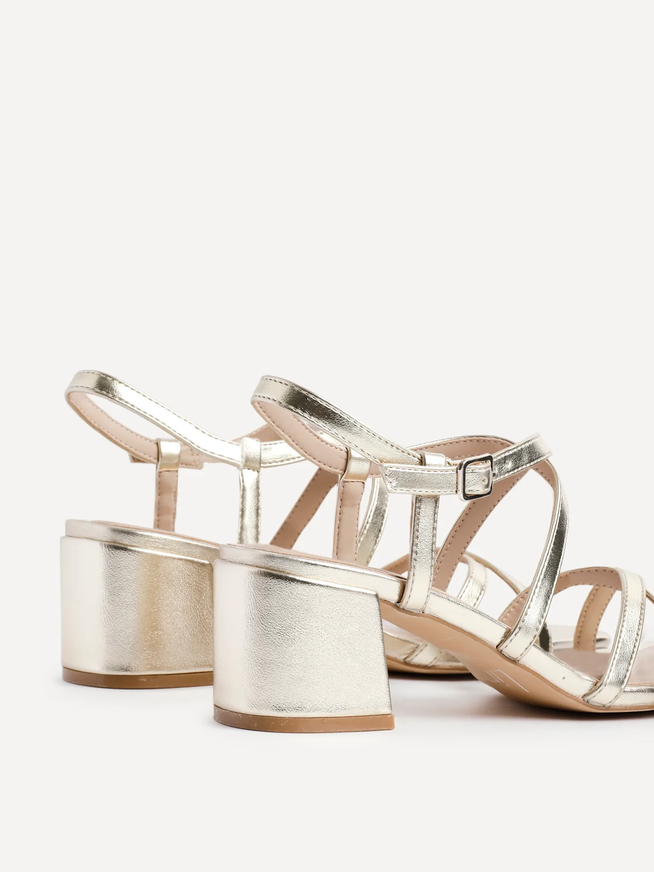 Jovanna Gold Strappy Heeled Sandals - Image 3