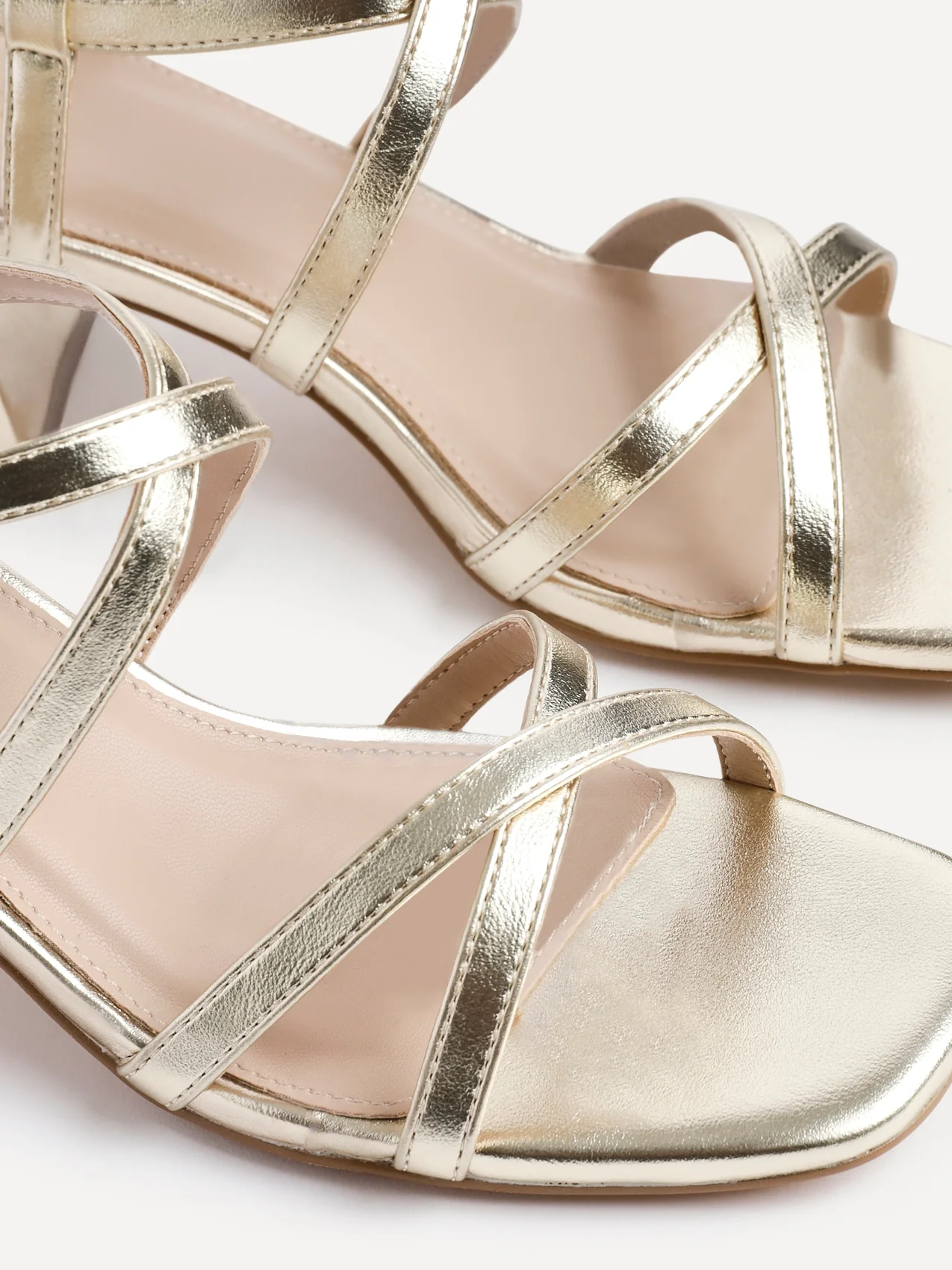 Jovanna Gold Strappy Heeled Sandals - Image 4
