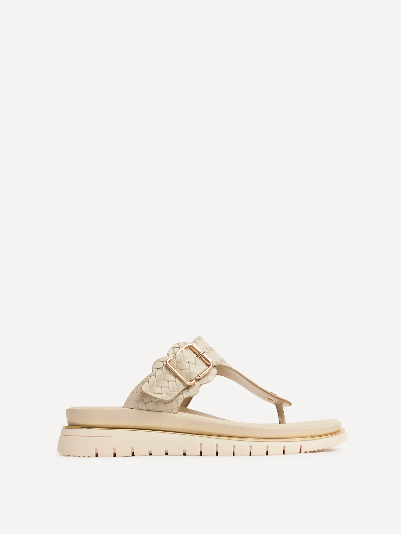 Jovelle Ivory Woven Toe Post Flat Sandal - Image 2