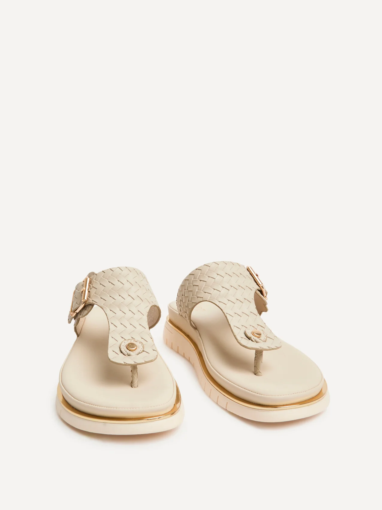 Jovelle Ivory Woven Toe Post Flat Sandal - Image 3