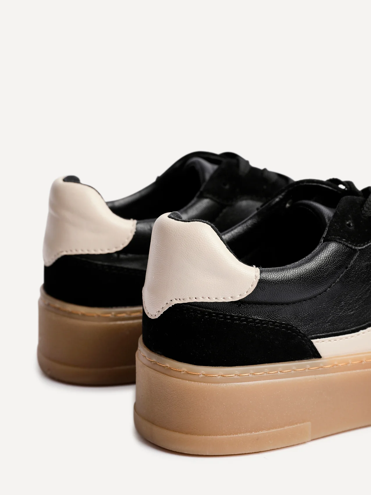 Kaia Black and Nude Faux Leather Trainers - Image 5