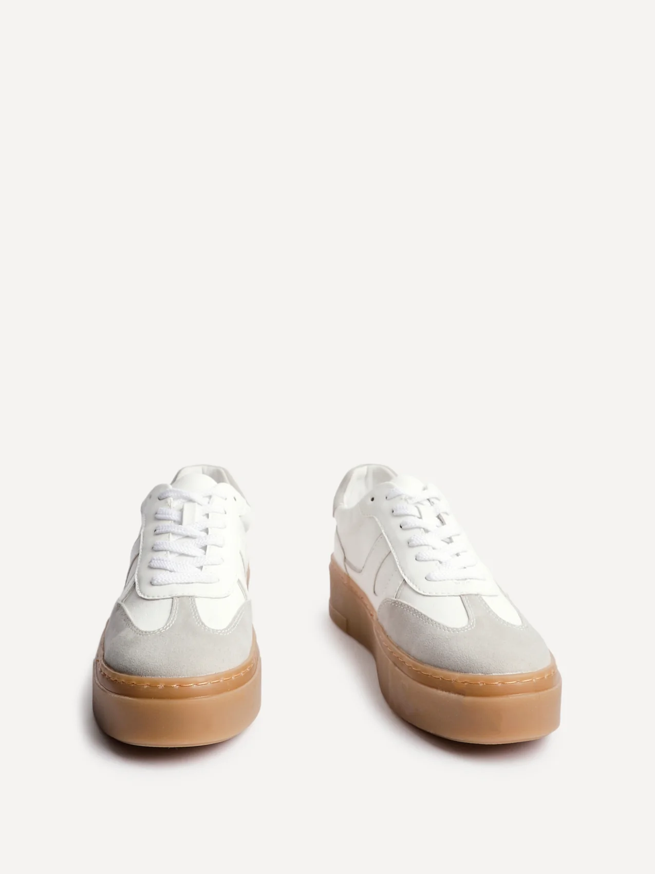 Kaia White and Grey Faux Leather Trainers - Image 3