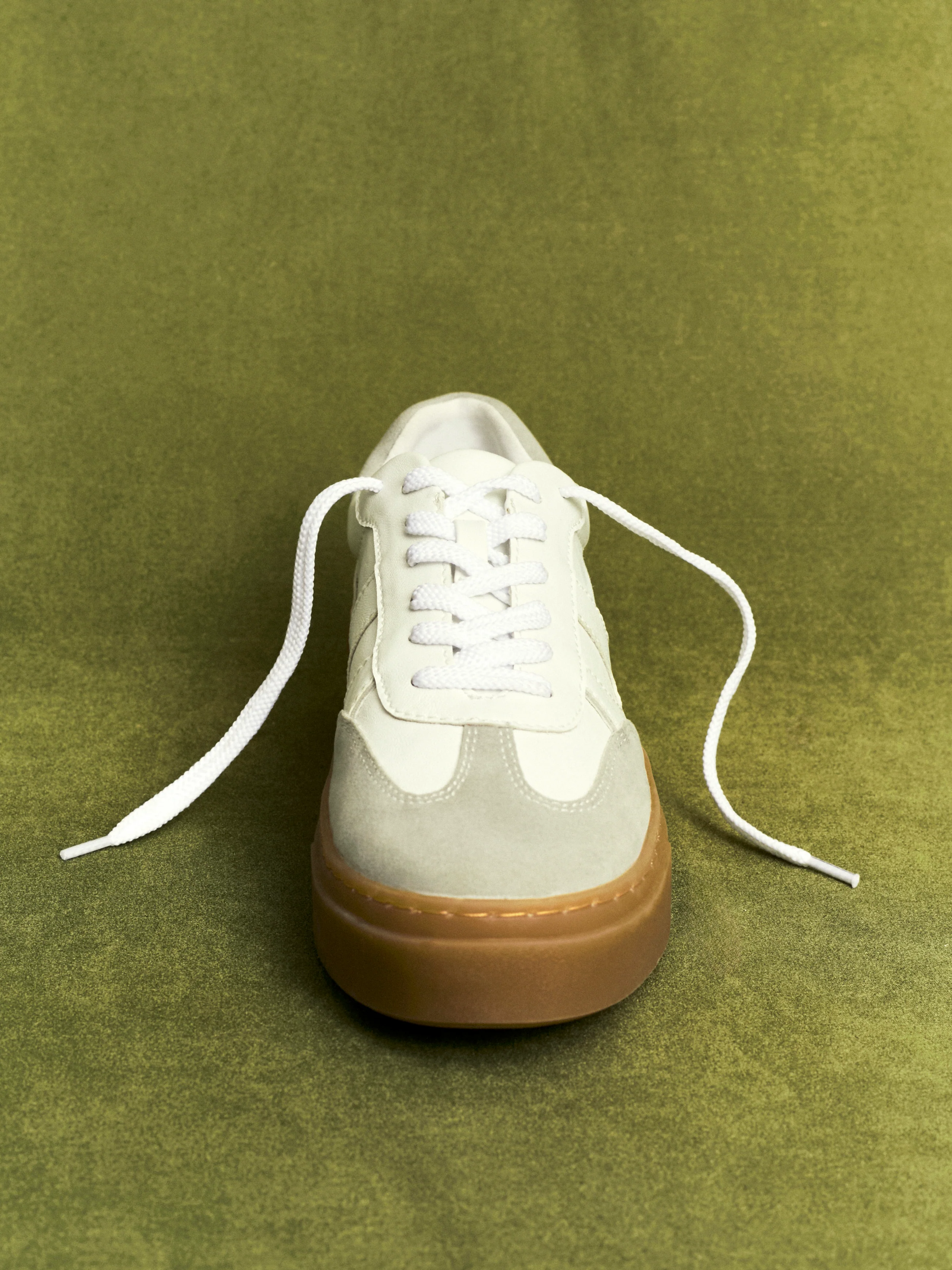 Kaia White and Grey Faux Leather Trainers - Image 6