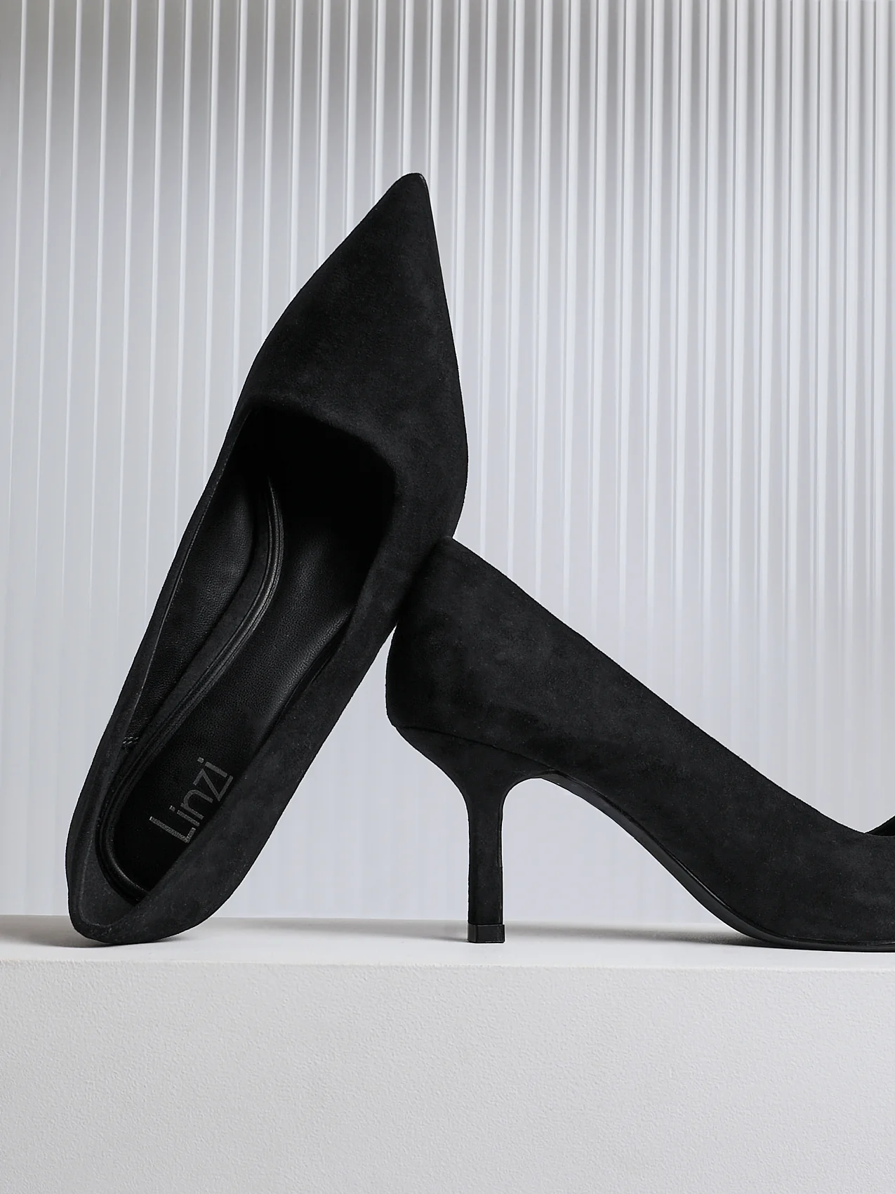 Kat Black Faux Suede Court Heels