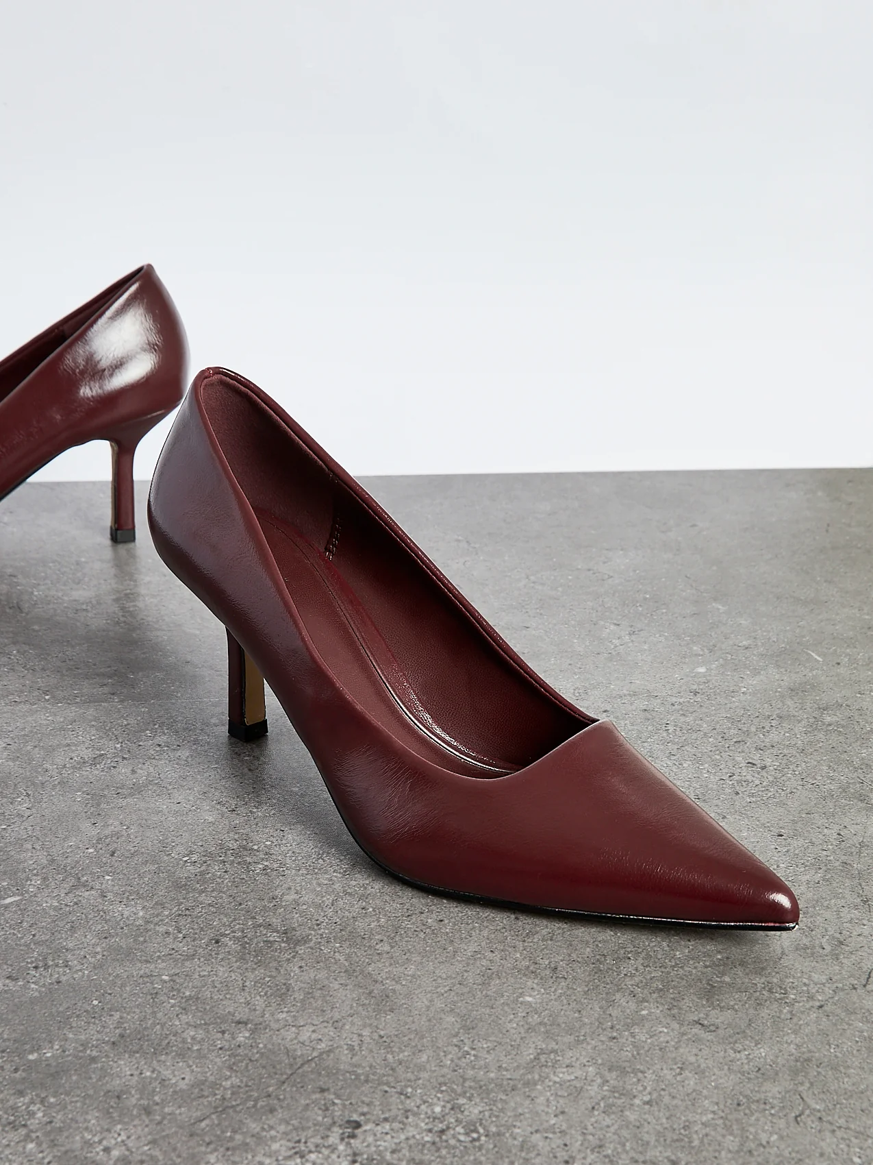 Kat Burgundy Faux Leather Court Heels - Image 8