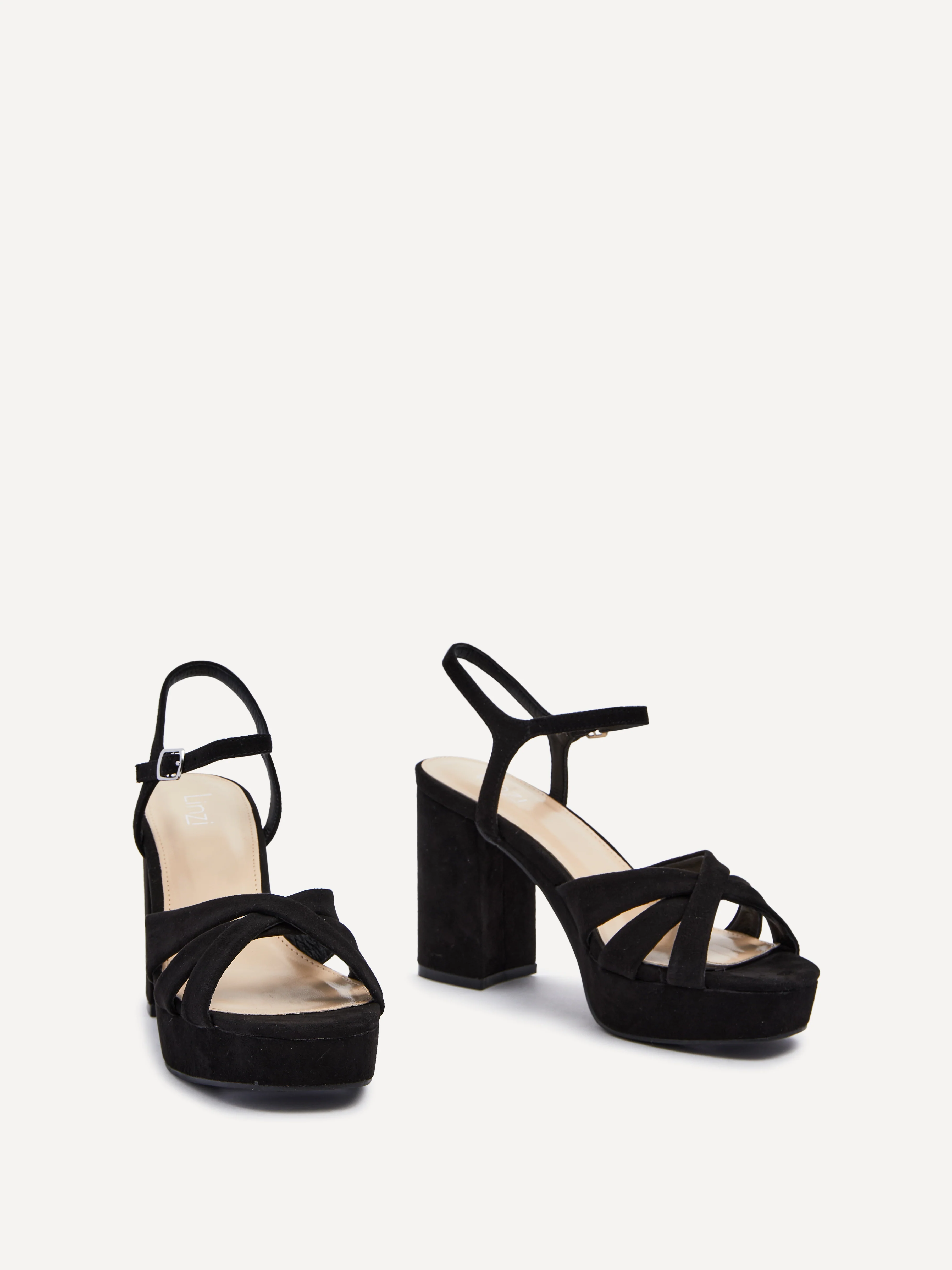 Keliah Black Faux Suede Platform Heels - Image 3